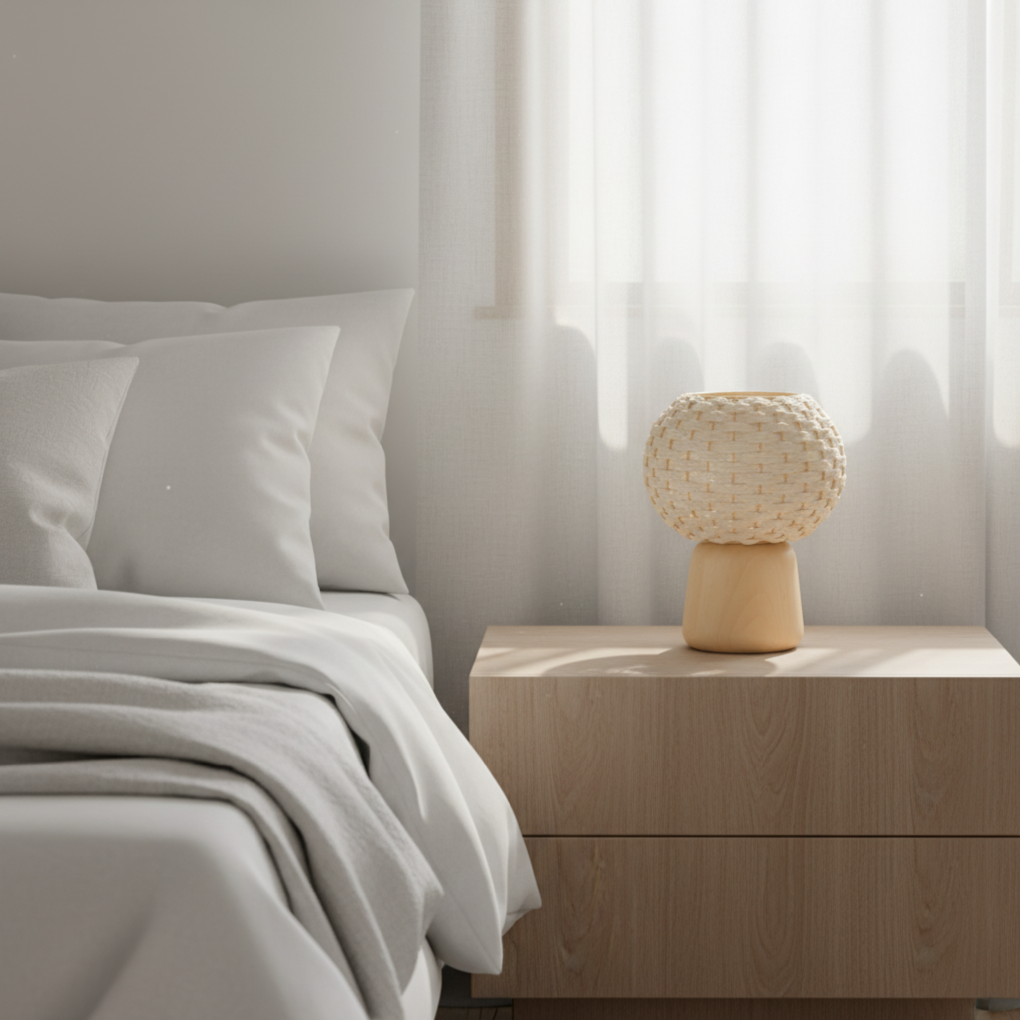 Veilleuse Nour El Leyl – Lampe de chevet bois handmade Tunisie