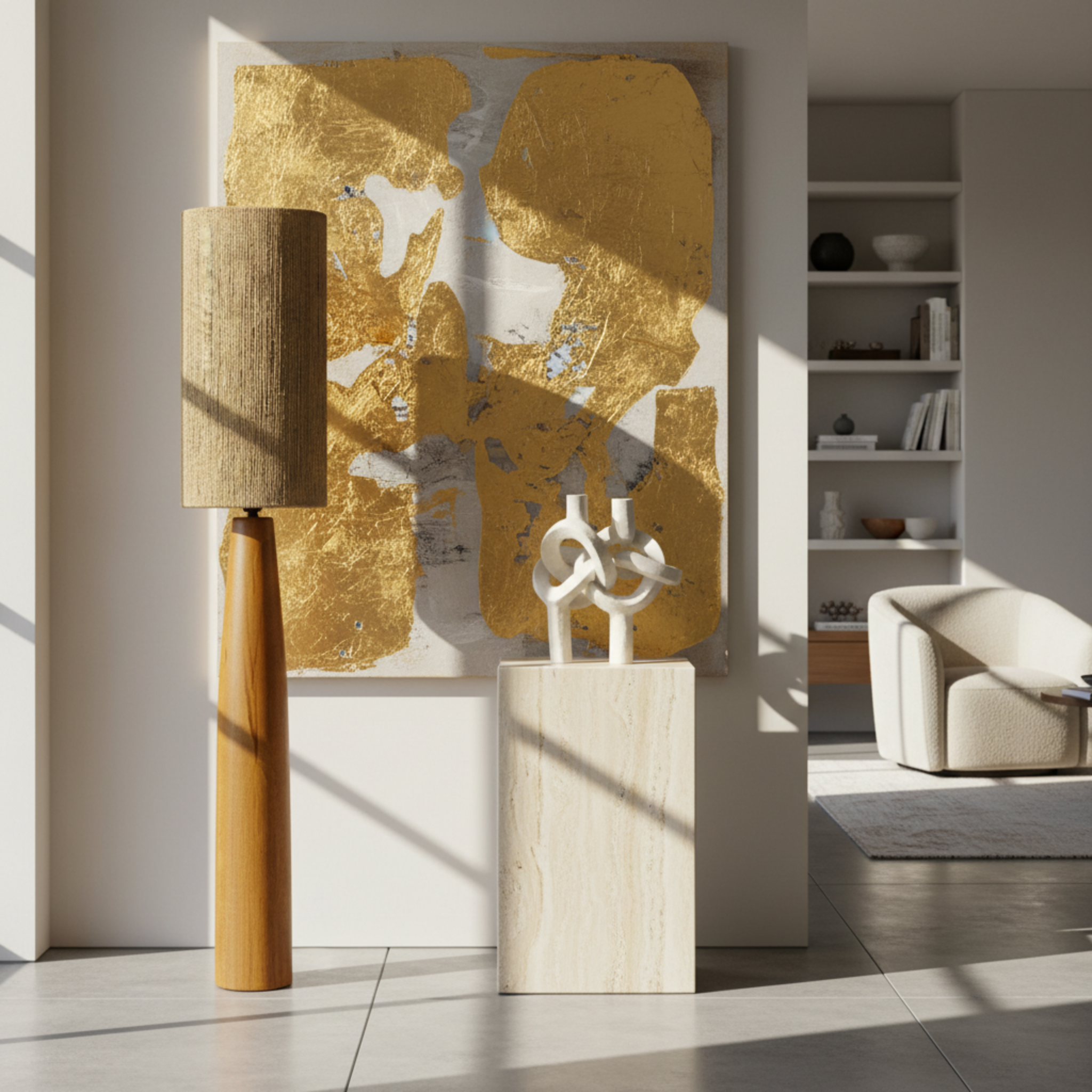 Lampadaire en Bois Rouge Fait Main Tunisie | Fiolla Home