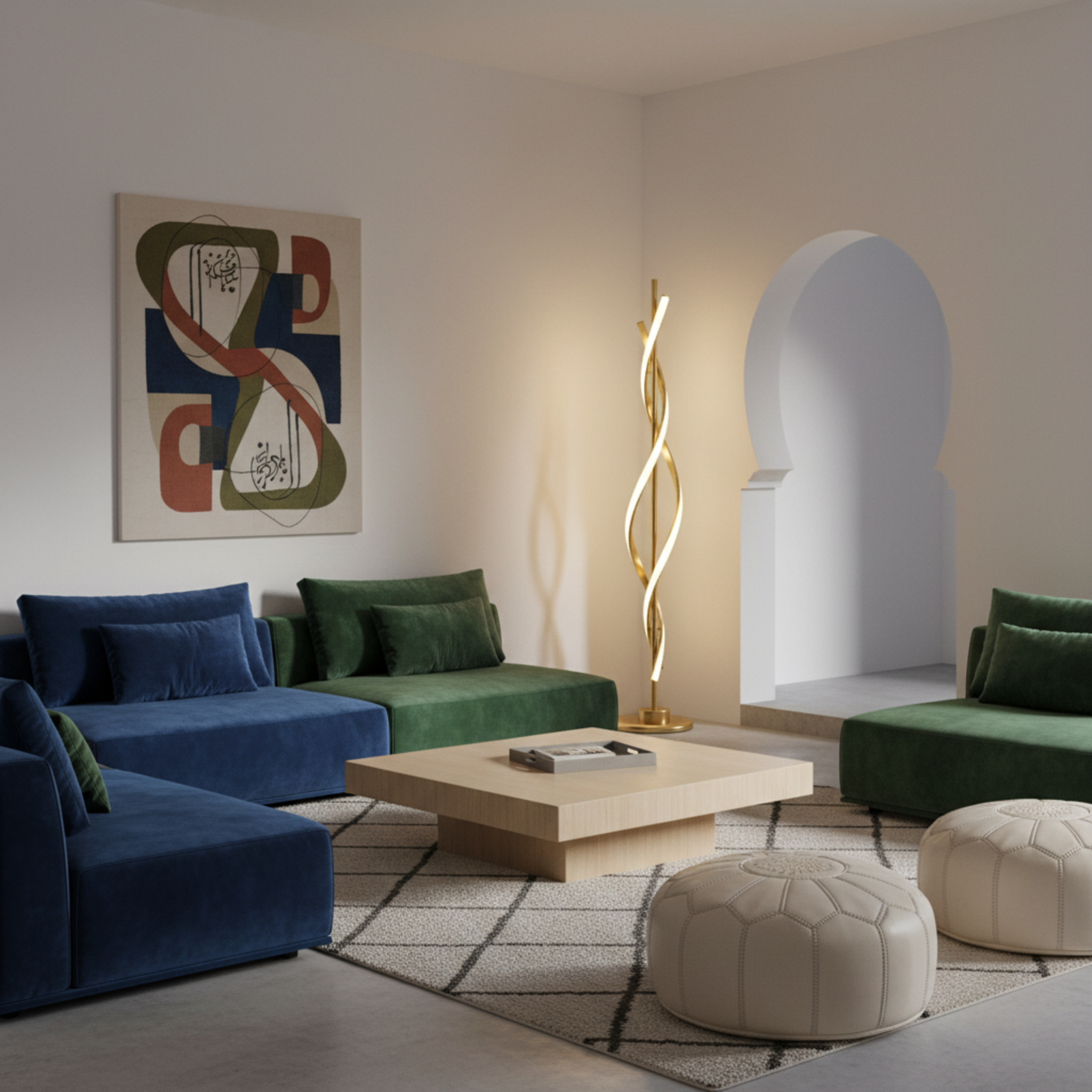 Lampadaire LED Design Spirale Doré – Luxe & Modernité Tunisie