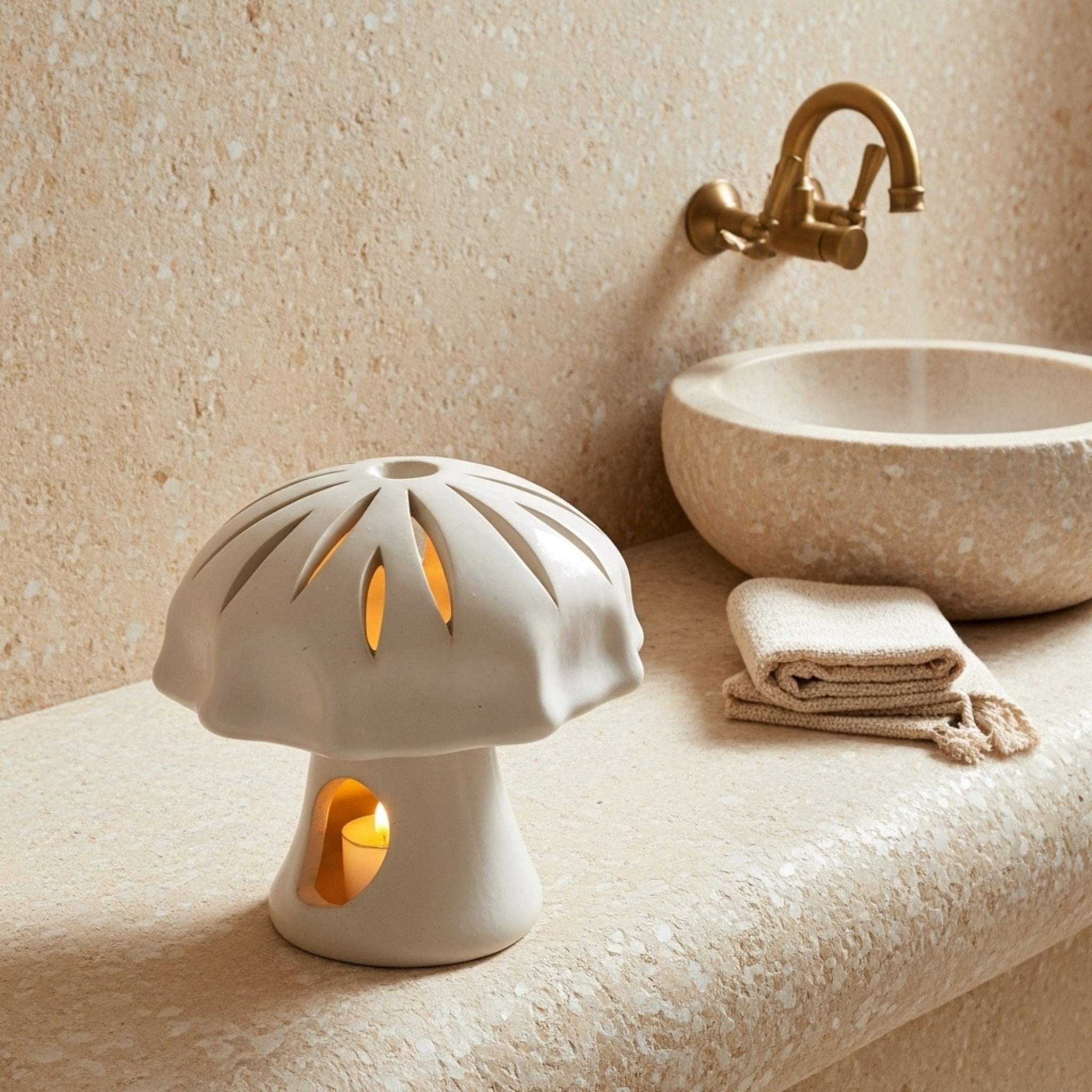 Cache-bougie Champignon en céramique
