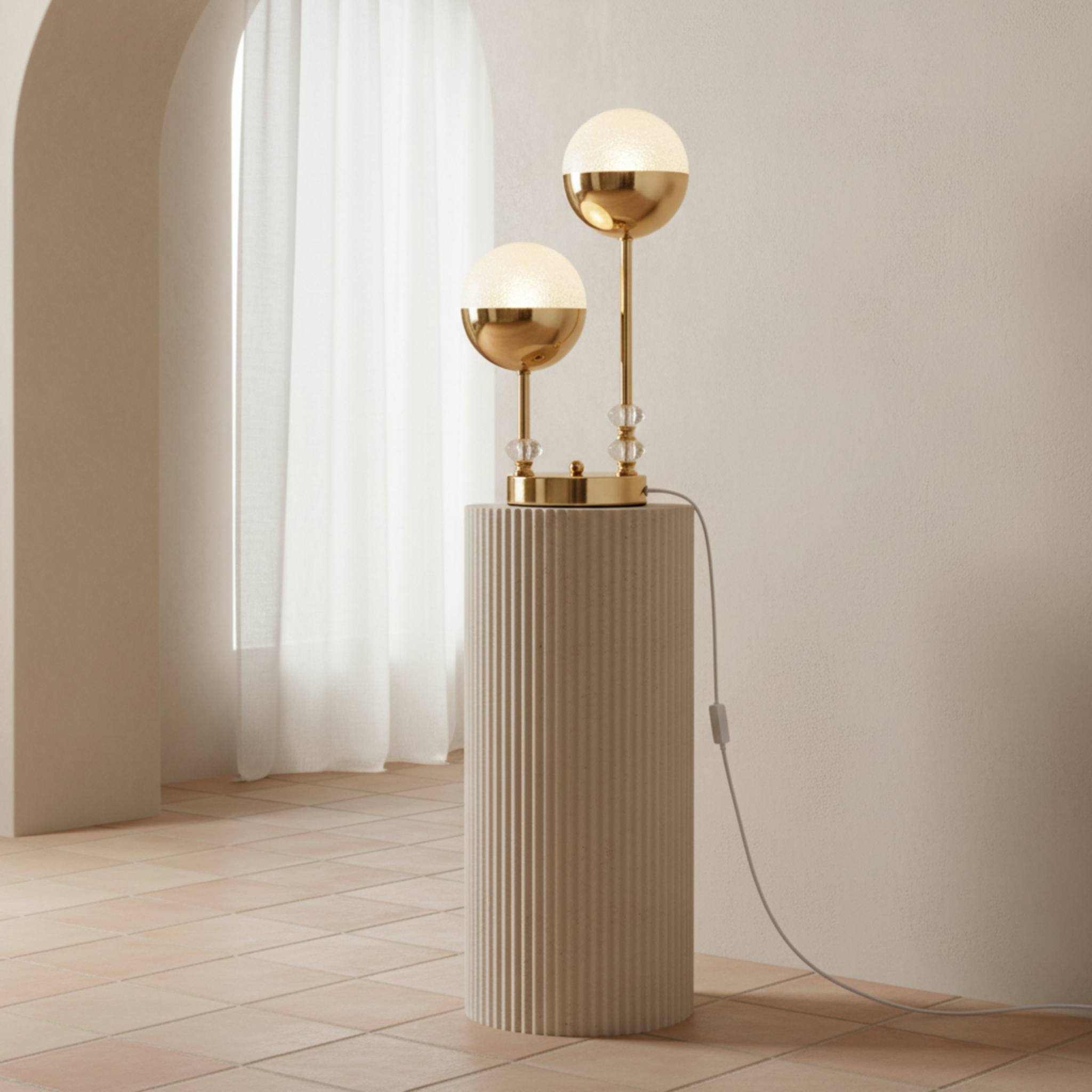 Lampe de Chevet Double Globe Doré – Design Moderne & Élégant