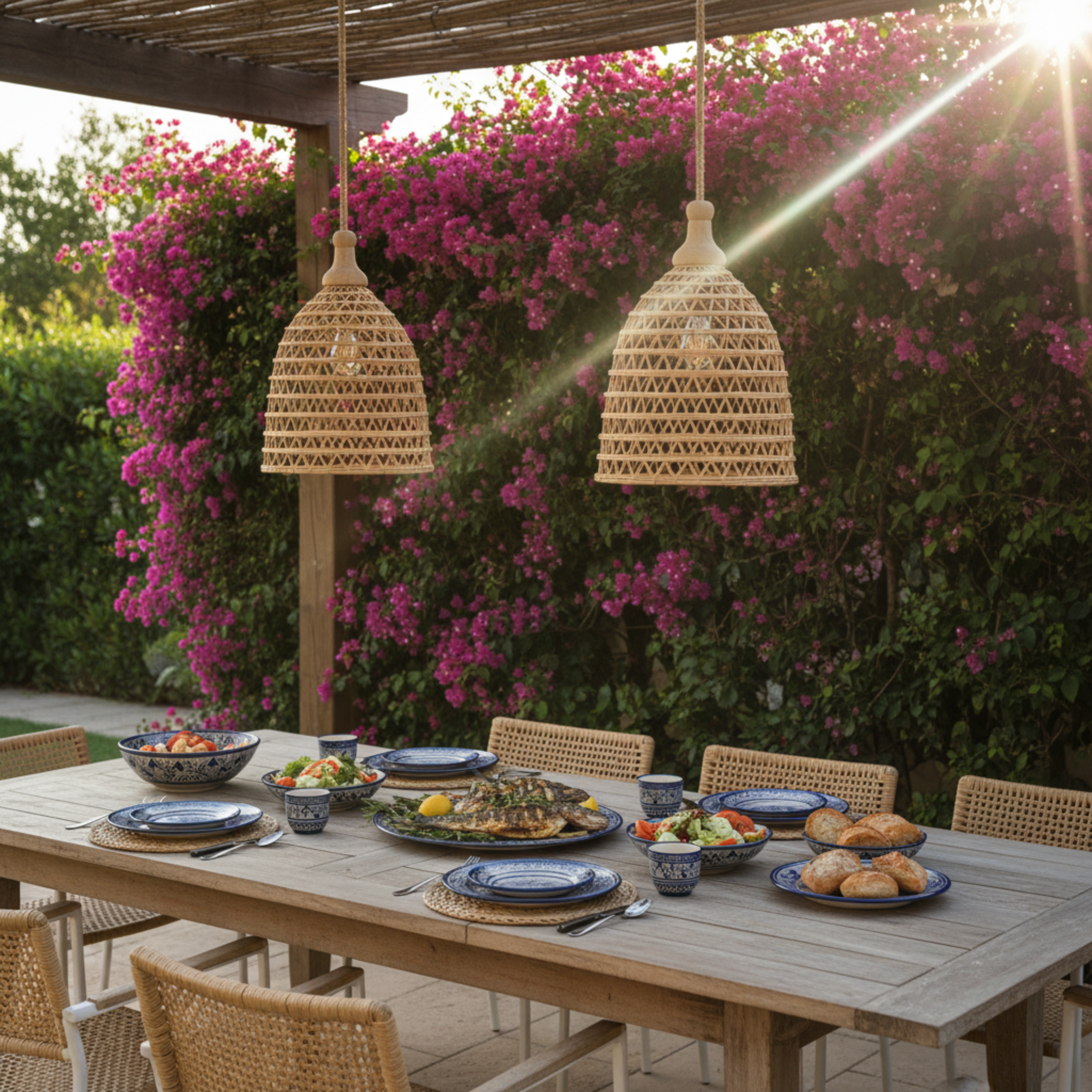 Lustre Fibres de Palmier Handmade – Suspension Tunisie