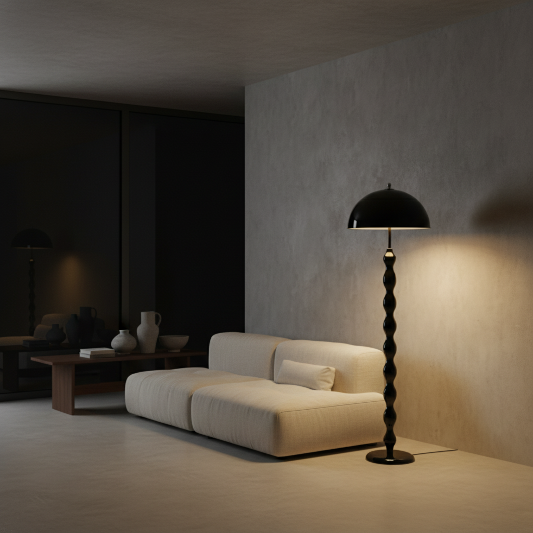 Lampadaire sur Pied Design "Totem" Noir Laqué | Luminaire Salon Moderne Tunisie