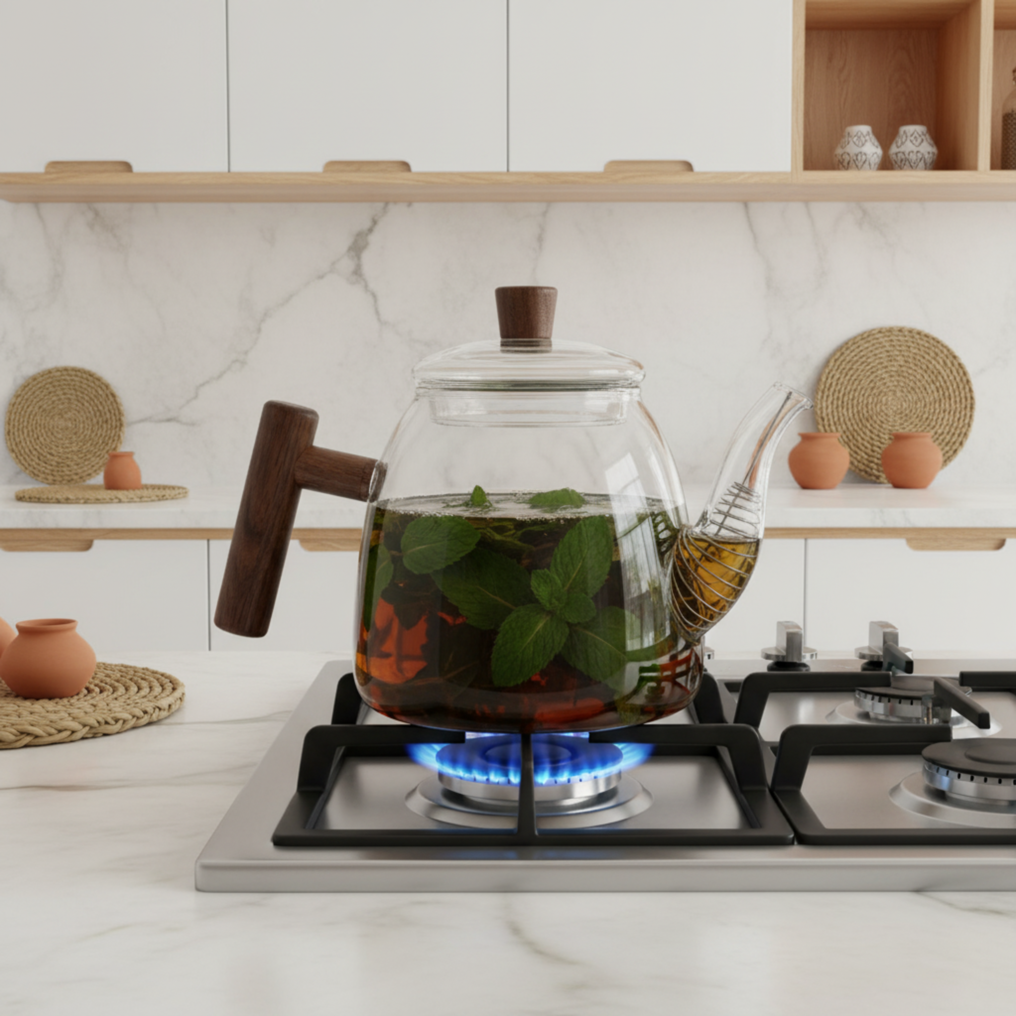 Théière Design en Verre & Bois – Élégance pour vos Infusions