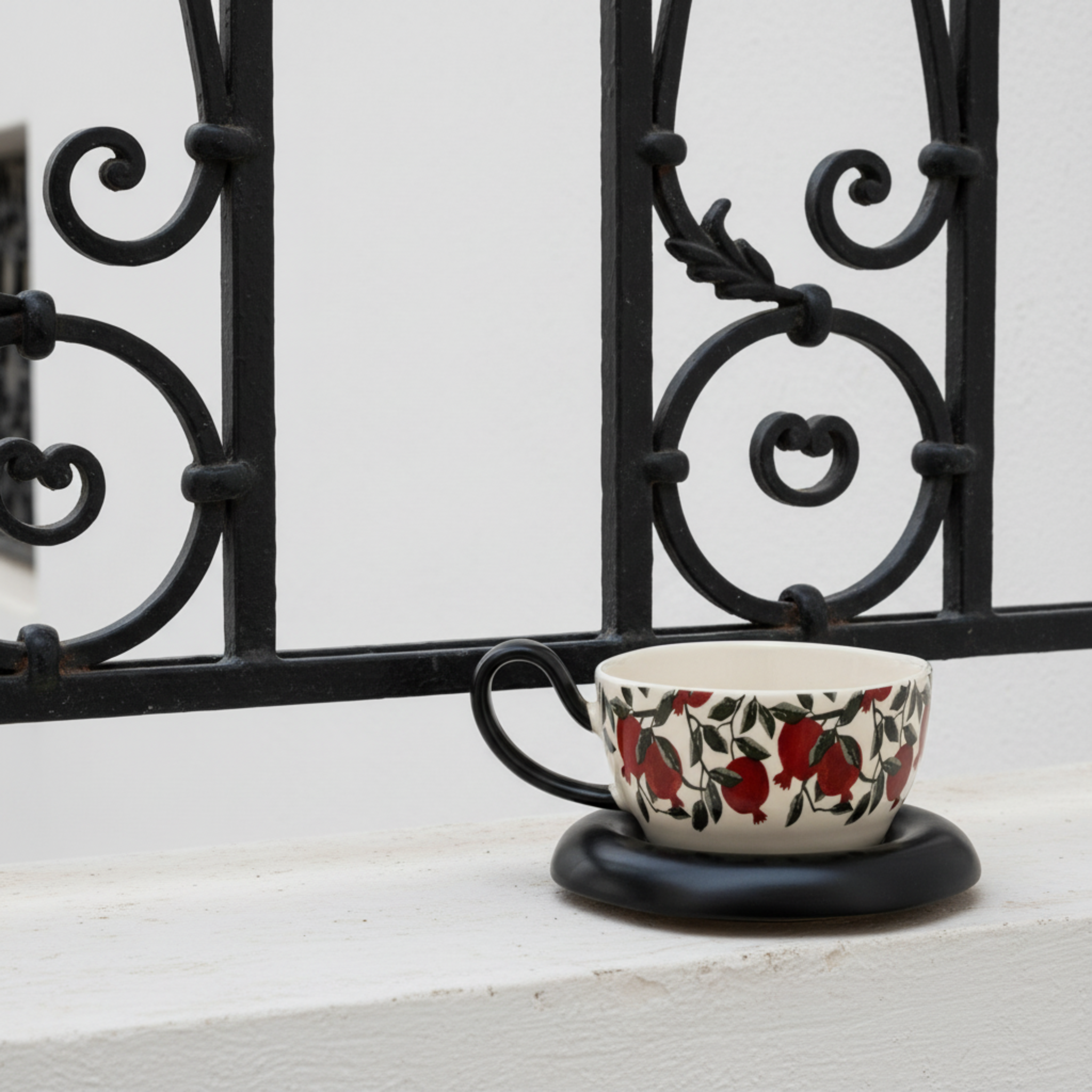 Tasse Céramique "Grenade" & Soucoupe Design Noire - Art de la Table Chic