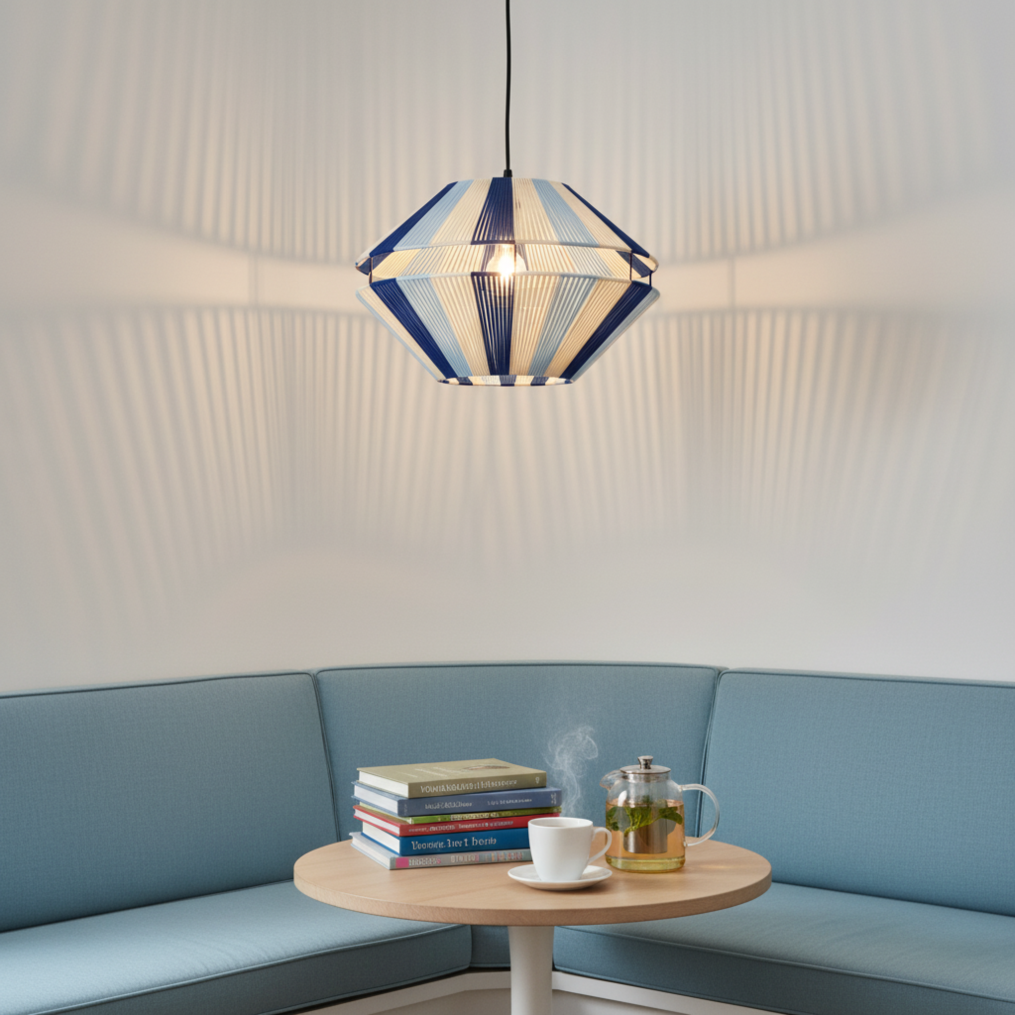 Suspension Géométrique Bleu & Blanc Fait Main | Design Méditerranéen Tunisien