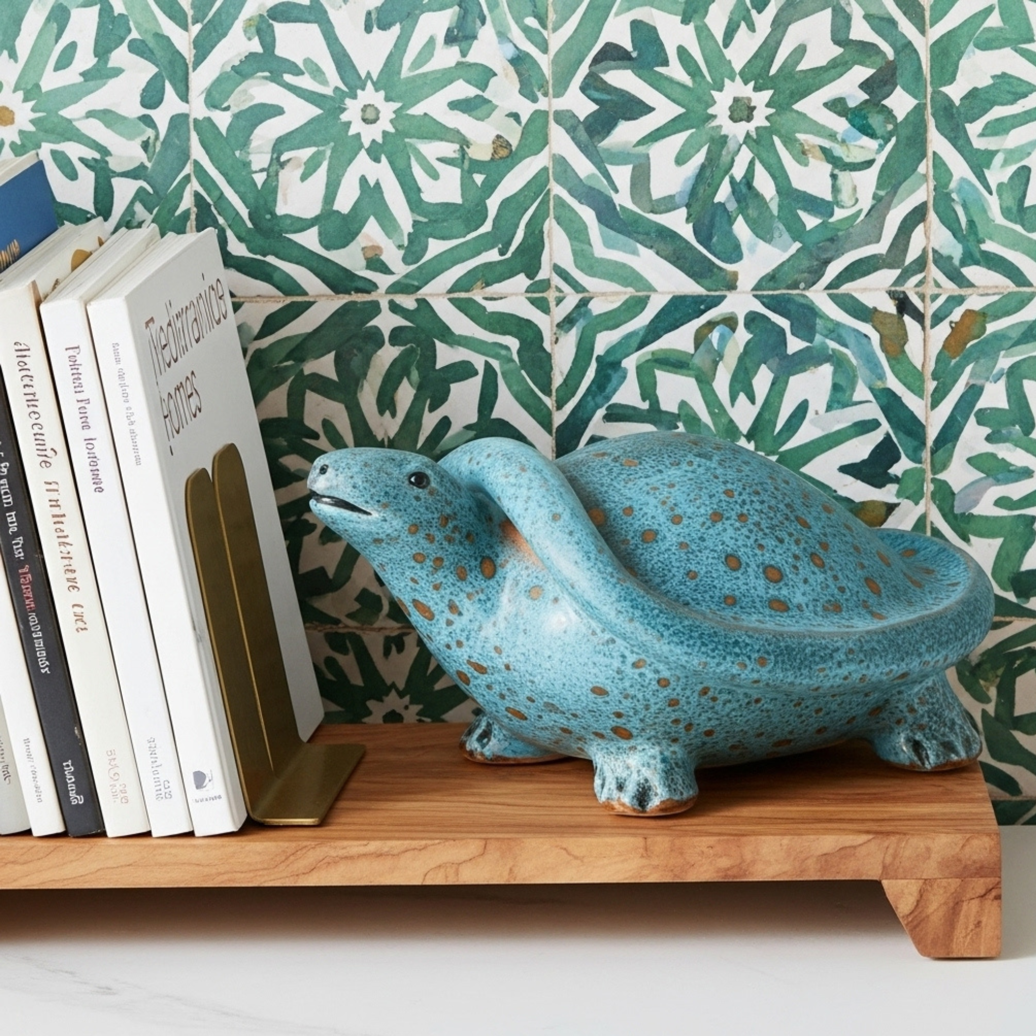 Figurine tortue en céramique – Fait main, style tunisien