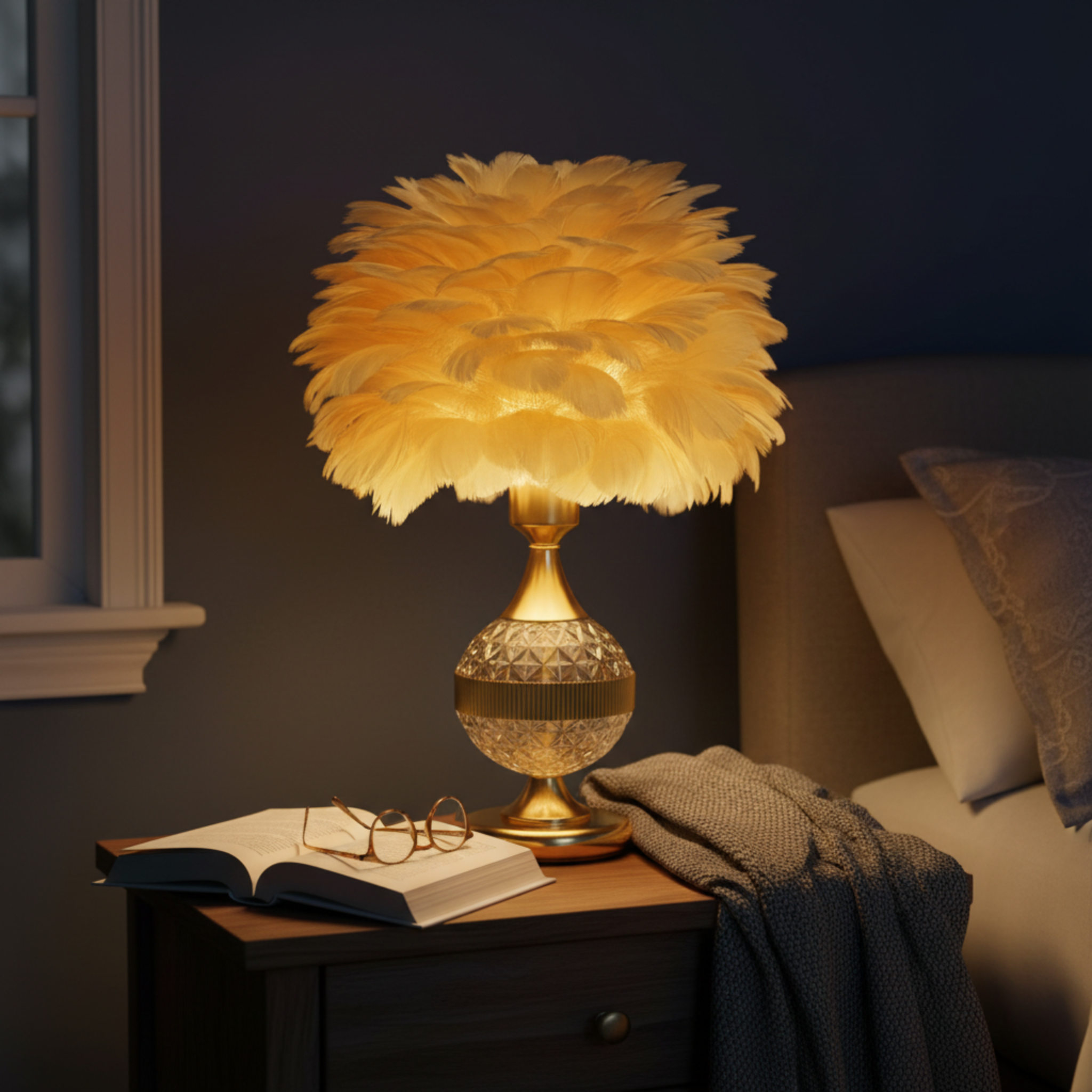 Veilleuse à Plumes Design – Élégance Bohème Chic Tunisie