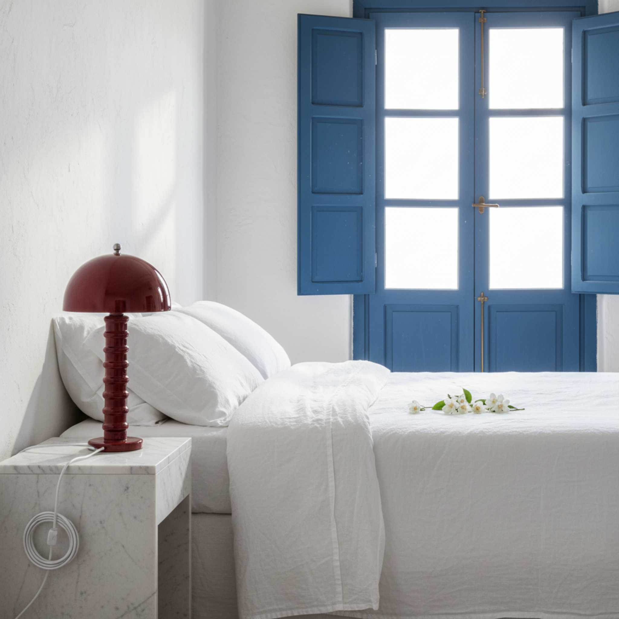 Lampe de Table "Mushroom" Rouge Laqué | Pièce Artisanale Fait Main - Haute Qualité