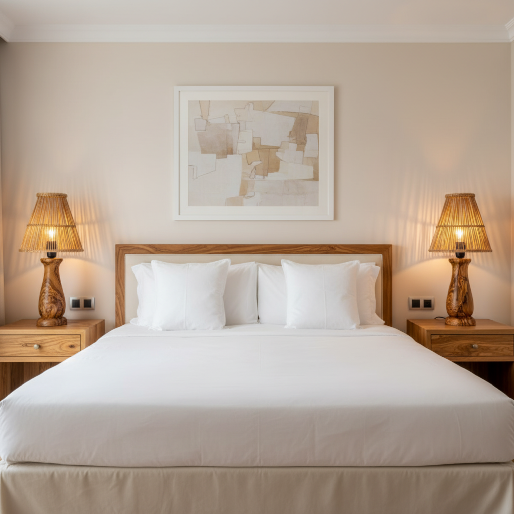 Lampe de Chevet Bois d'Olivier & Fibres de Palmier | Fiolla Home