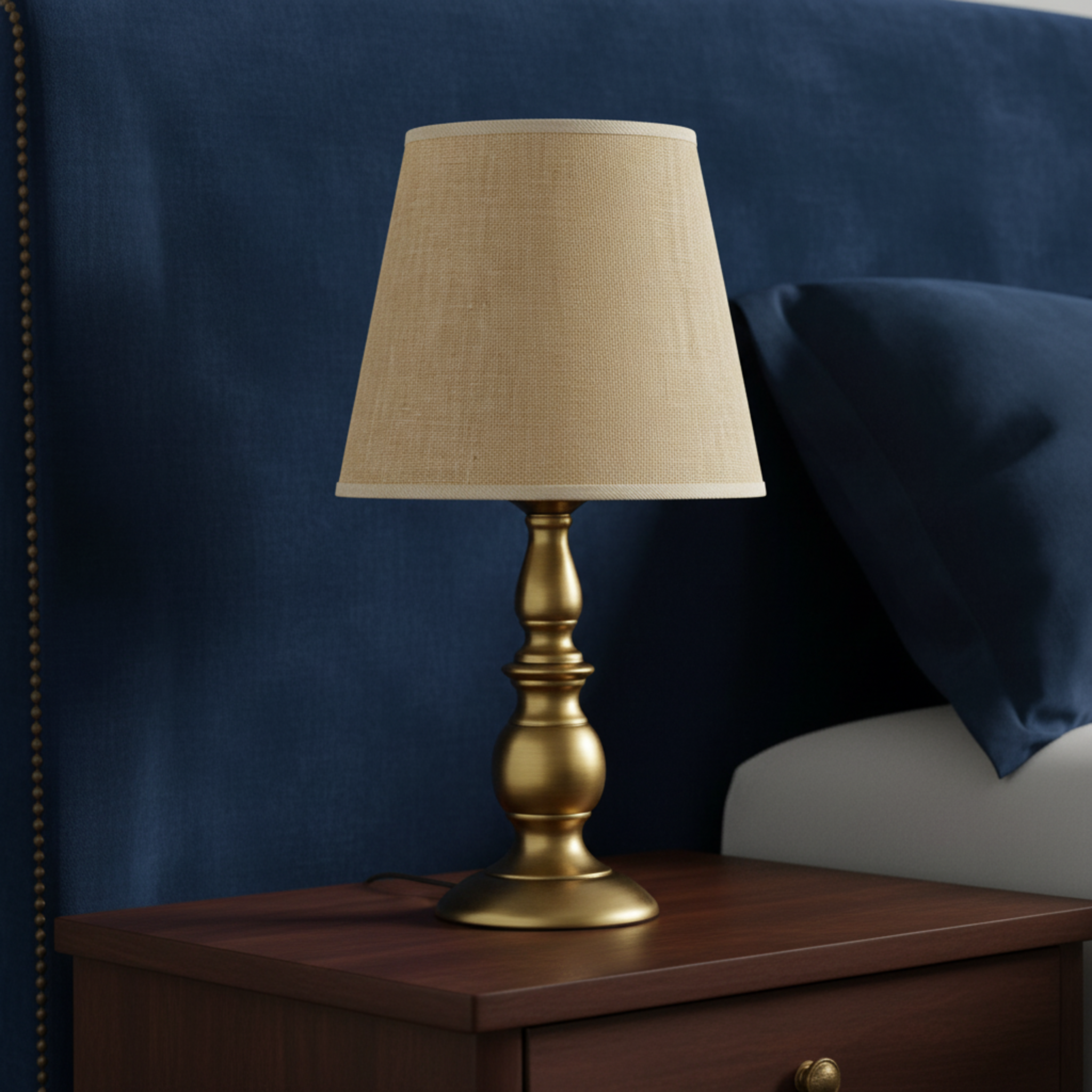 Lampe de Table Laiton Doré Abat-Jour Beige | Fiolla Home Tunisie