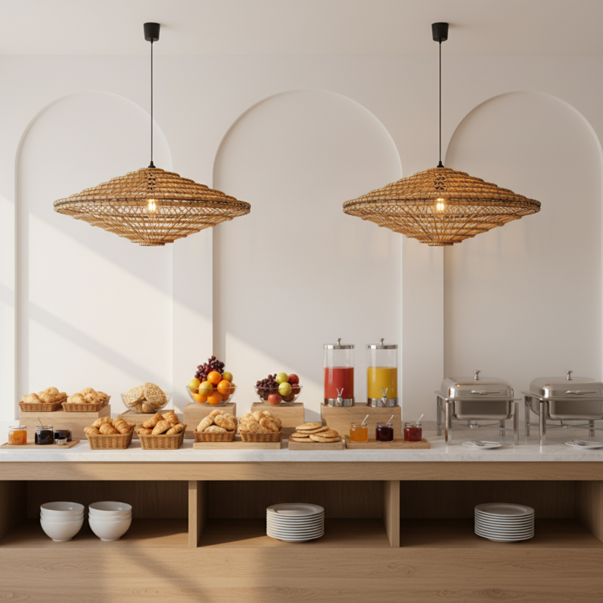 Lustre artisanal en fibres de dattes – Suspension bohème et naturelle