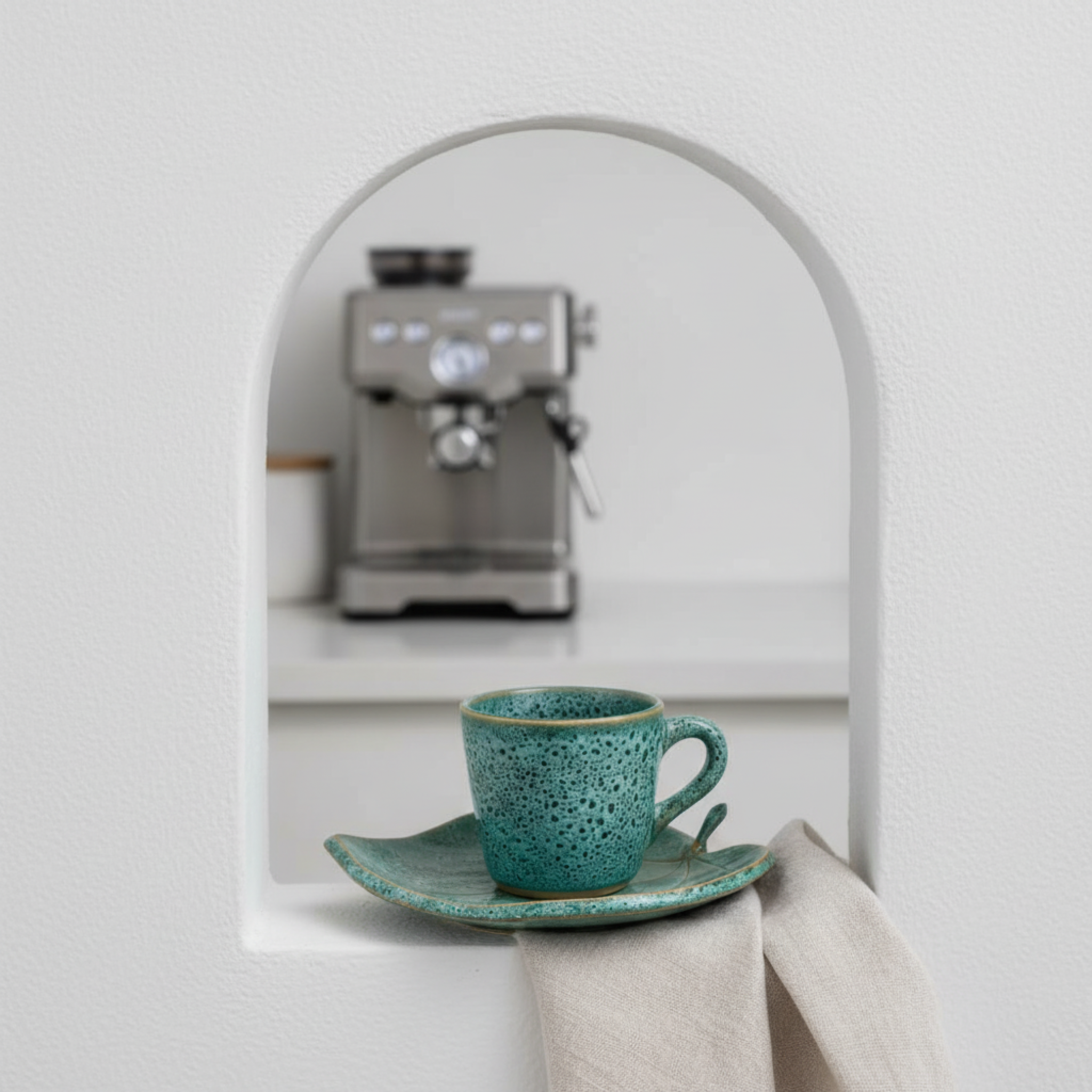 Tasse Espresso en Céramique avec Soucoupe – Vert Émeraude