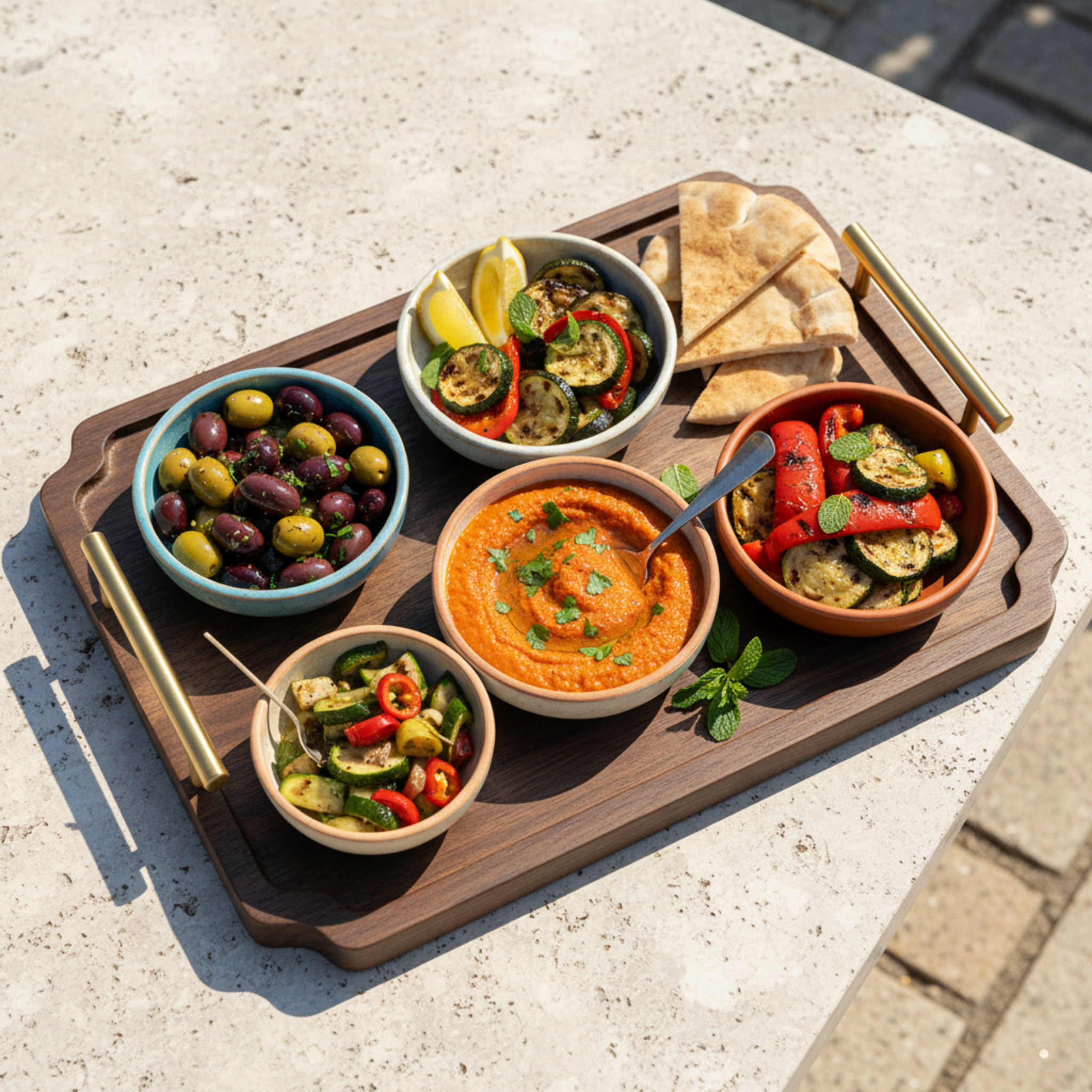 Lot de 2 Plateaux de Service en Bois & Poignées Dorées – Design Chic