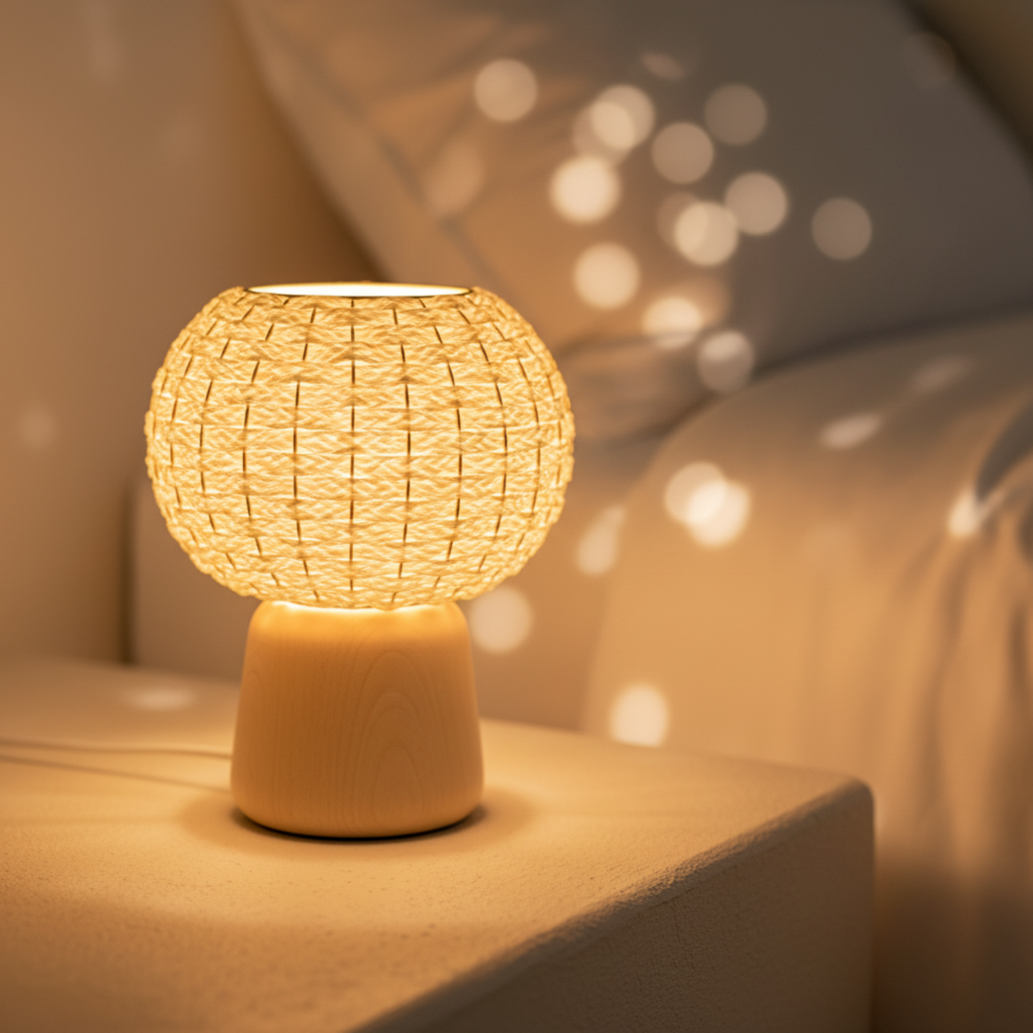 Veilleuse Nour El Leyl – Lampe de chevet bois handmade Tunisie