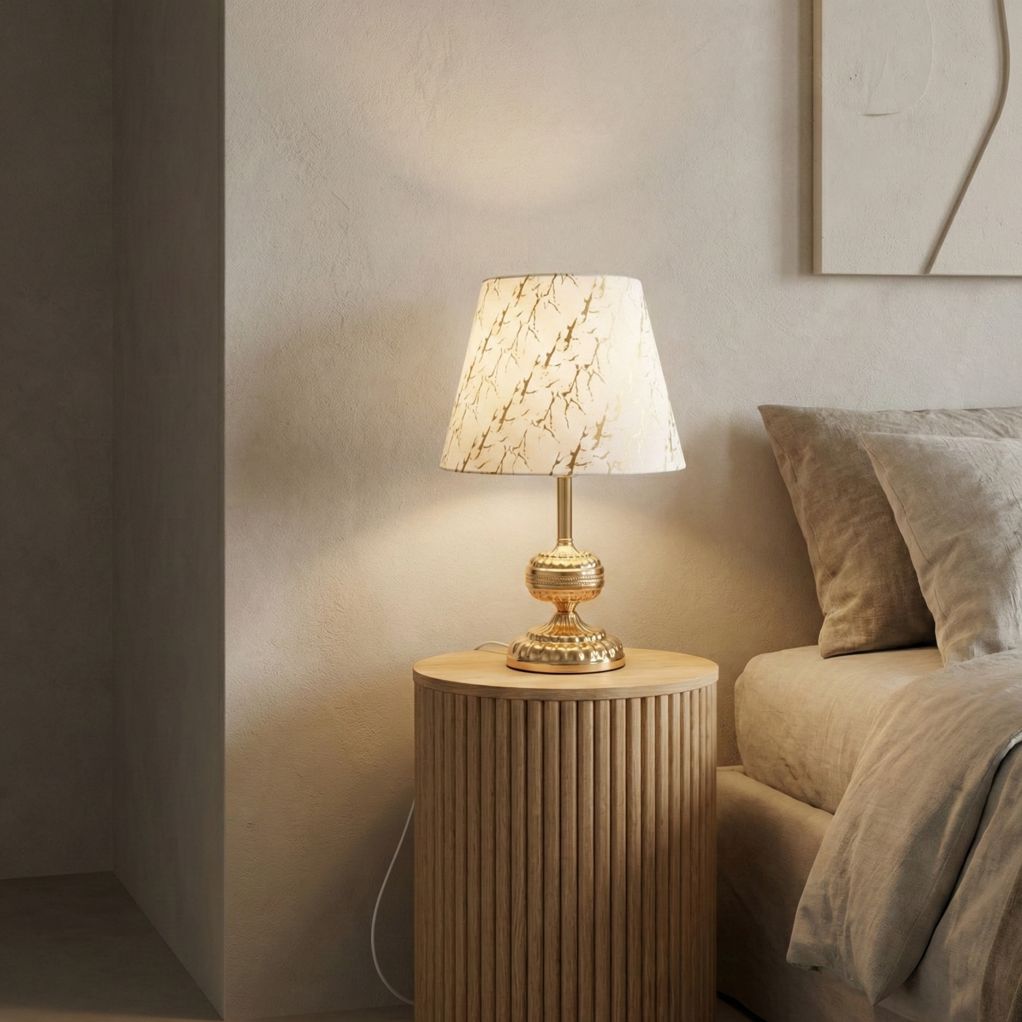Lampe de Chevet Chic Dorée & Marbre - Luminaire Décoratif Tunisie