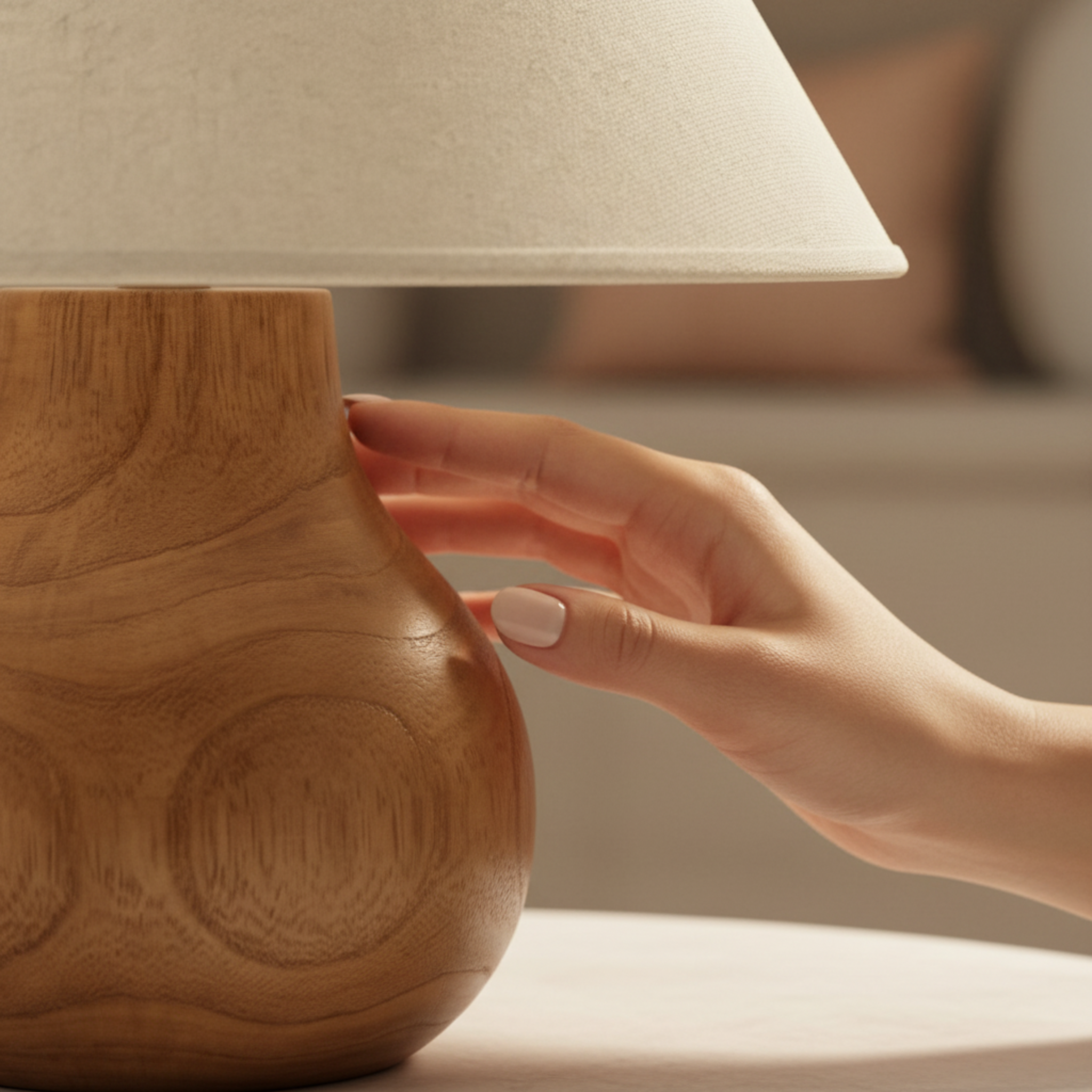 Lampe de Table en Bois Massif – Design Naturel & Élégance Artisanale