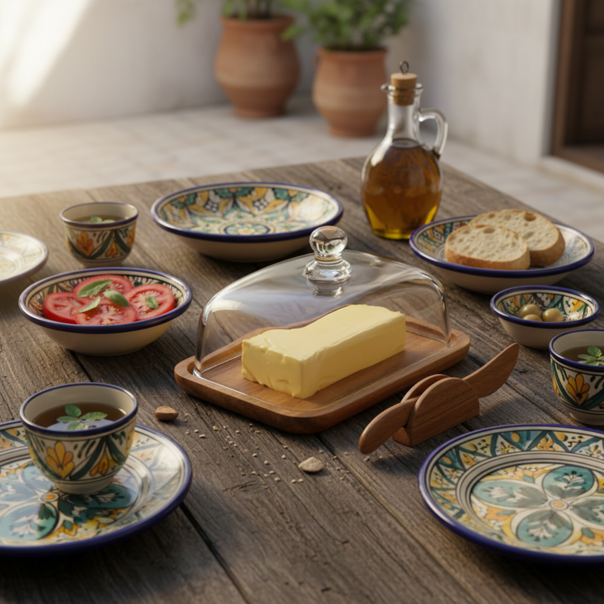 Beurrier Design en Bois d'Acacia & Tartineur Inclus - Tunisie