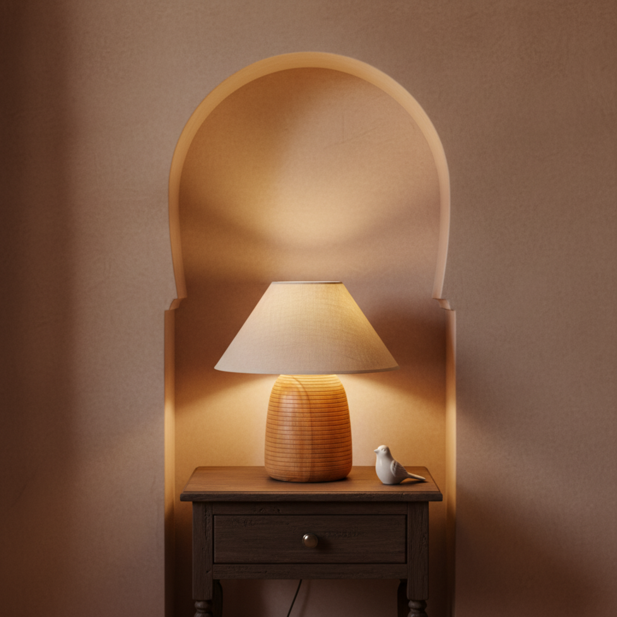 Lampe La Ruche – lampe de table bois handmade Tunisie