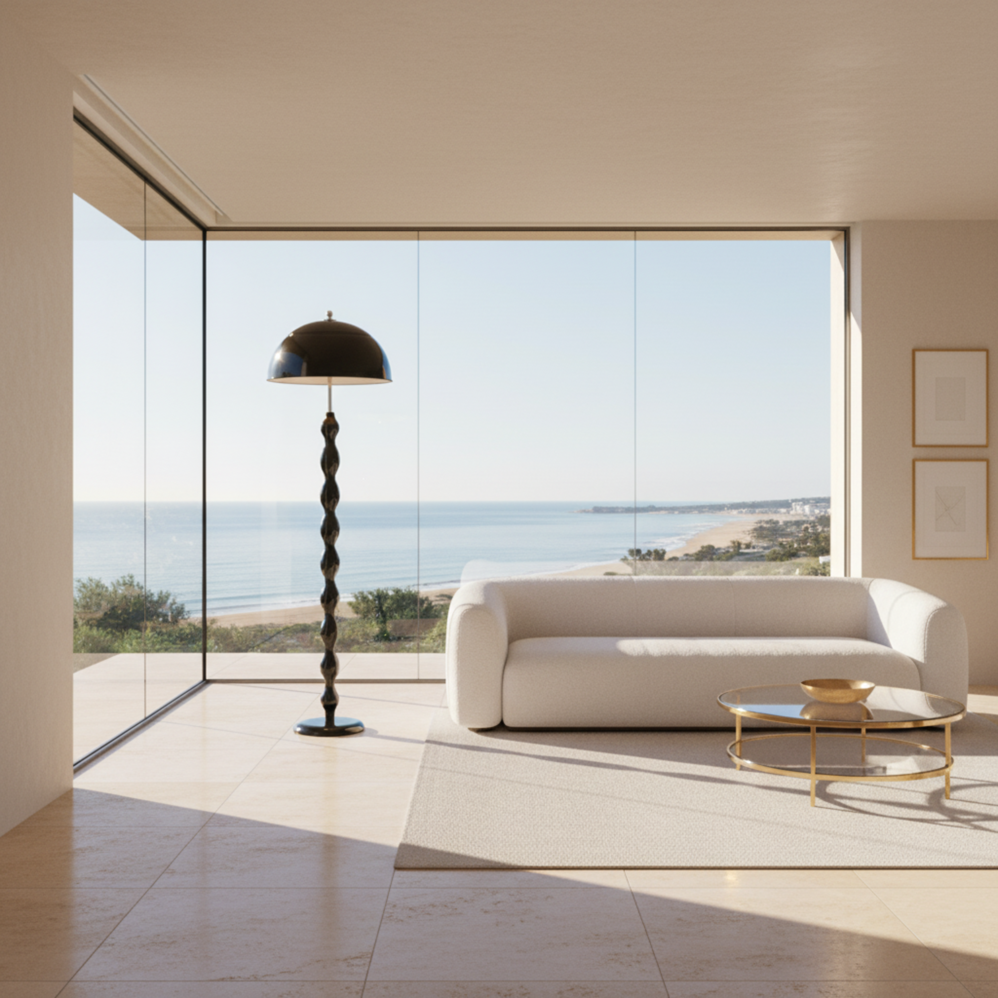 Lampadaire sur Pied Design "Totem" Noir Laqué | Luminaire Salon Moderne Tunisie