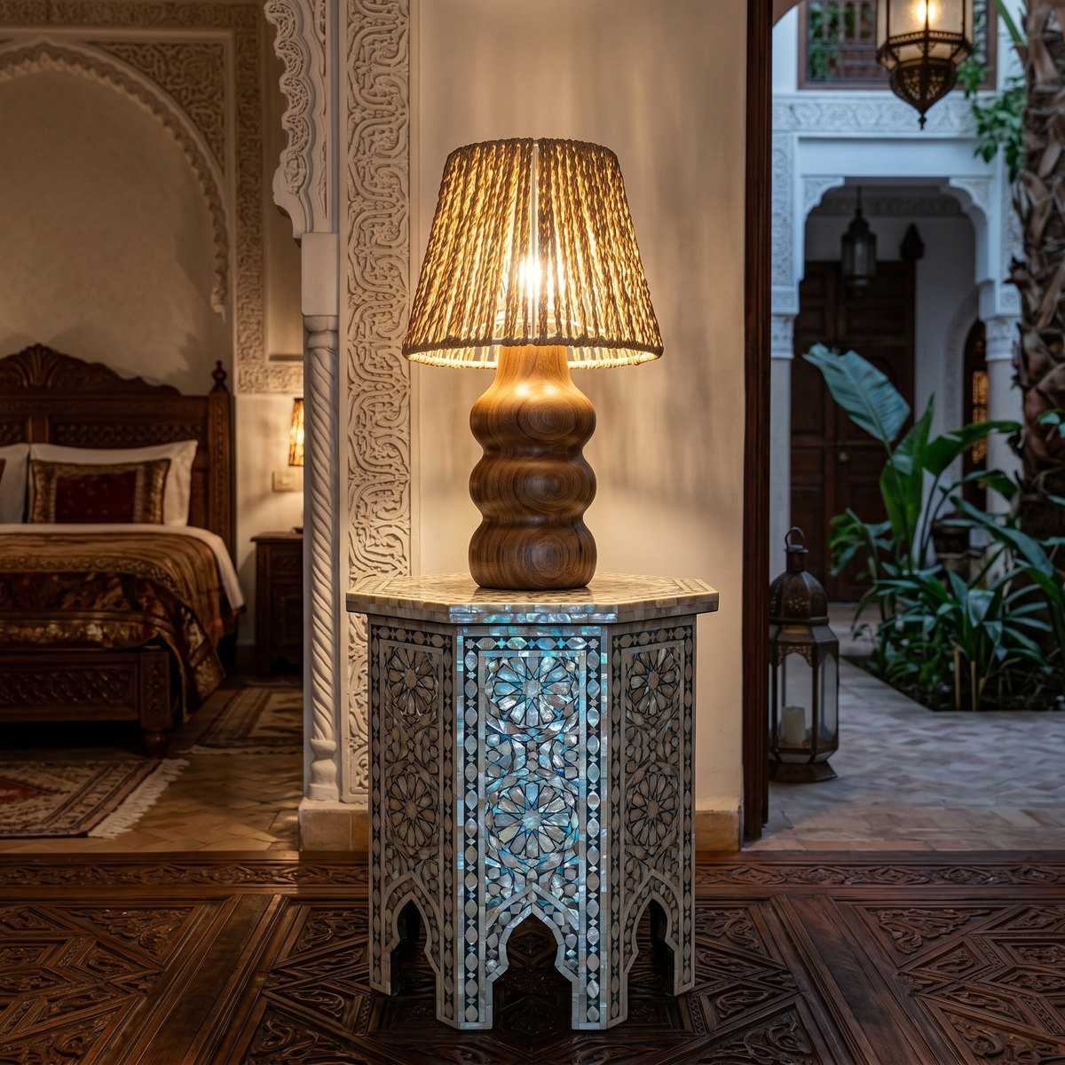 Lampe à Poser Artisanale | Design Bois & Fibre Boho | Fiolla Home