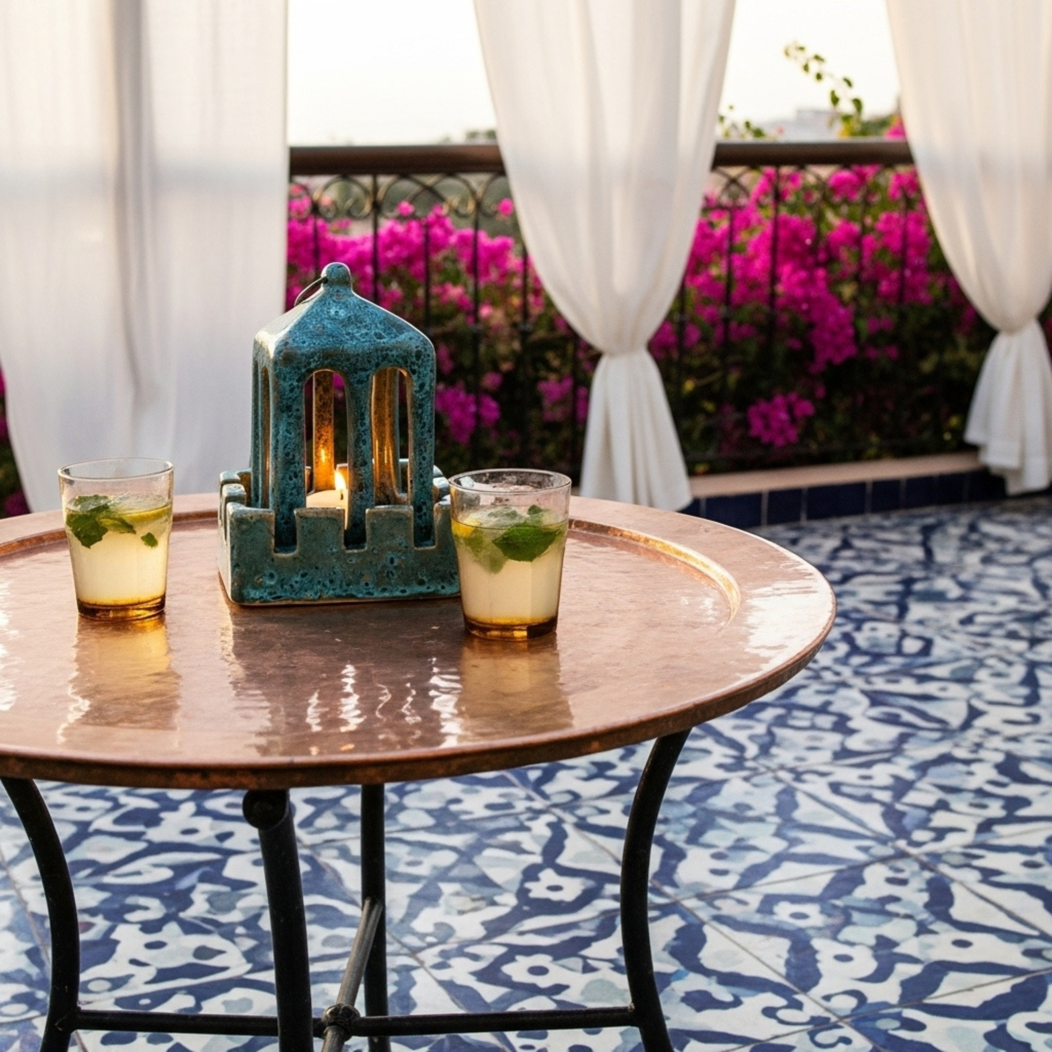 Photophore en Céramique – Pavillon Méditerranéen Turquoise