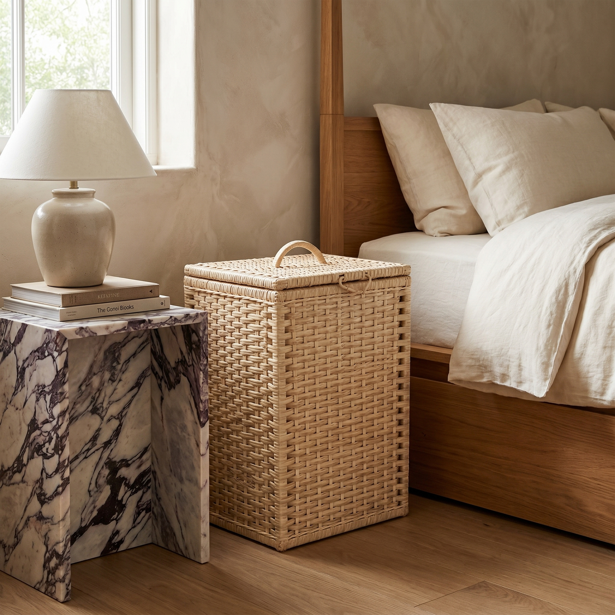 Panier à Linge Rotin Tunisie | Coffre Tressé avec Couvercle | Fiolla Home