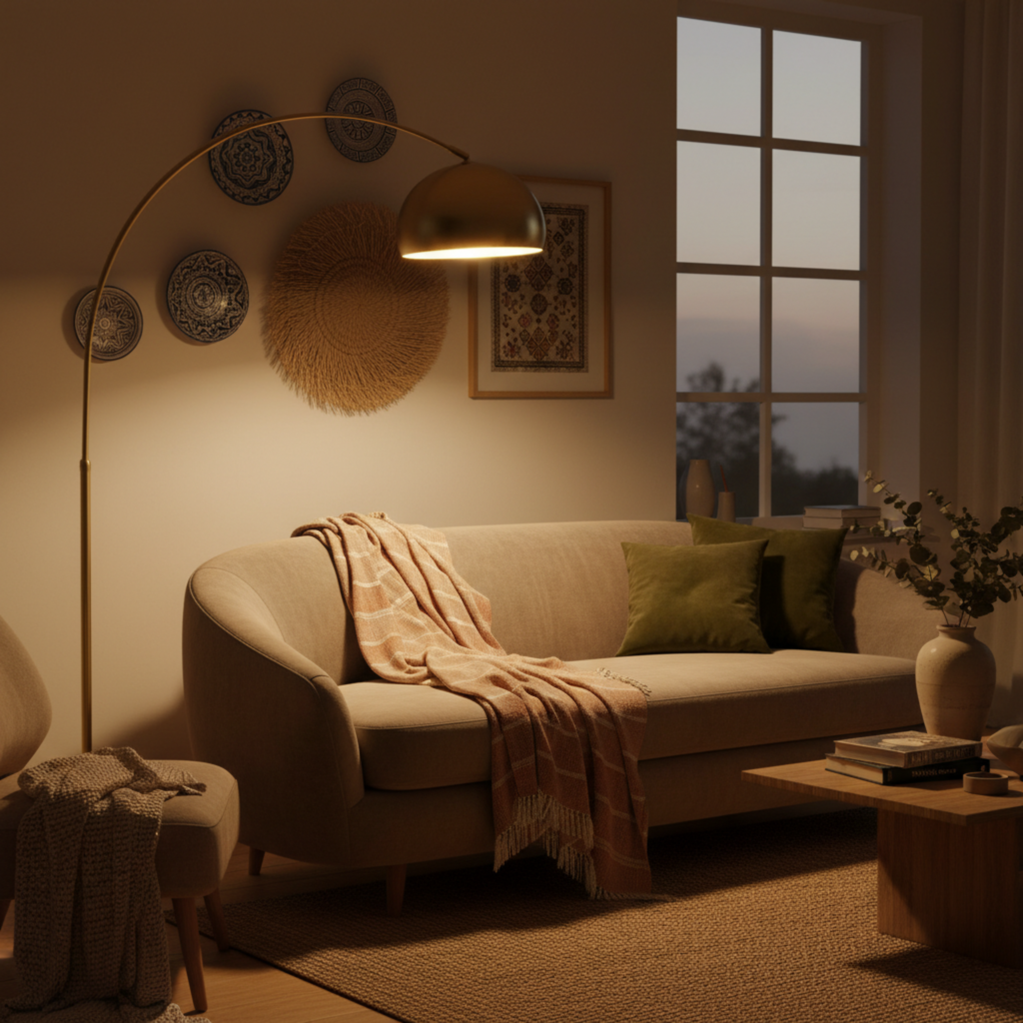 Lampadaire Arc Bronze Premium – Design Luxe & Élégance Tunisie