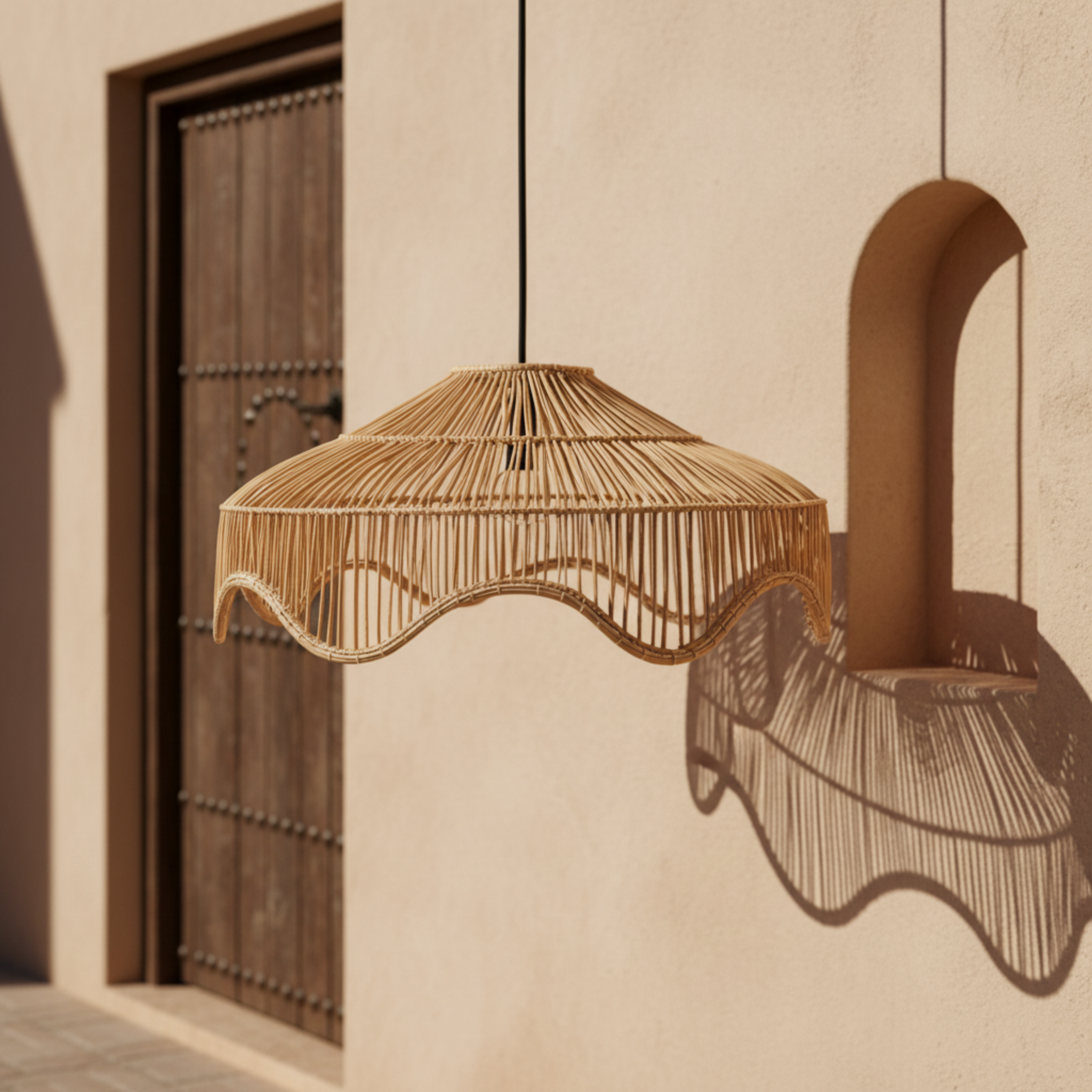 Lustre en Fibres de Palmier – Suspension Handmade Tunisie