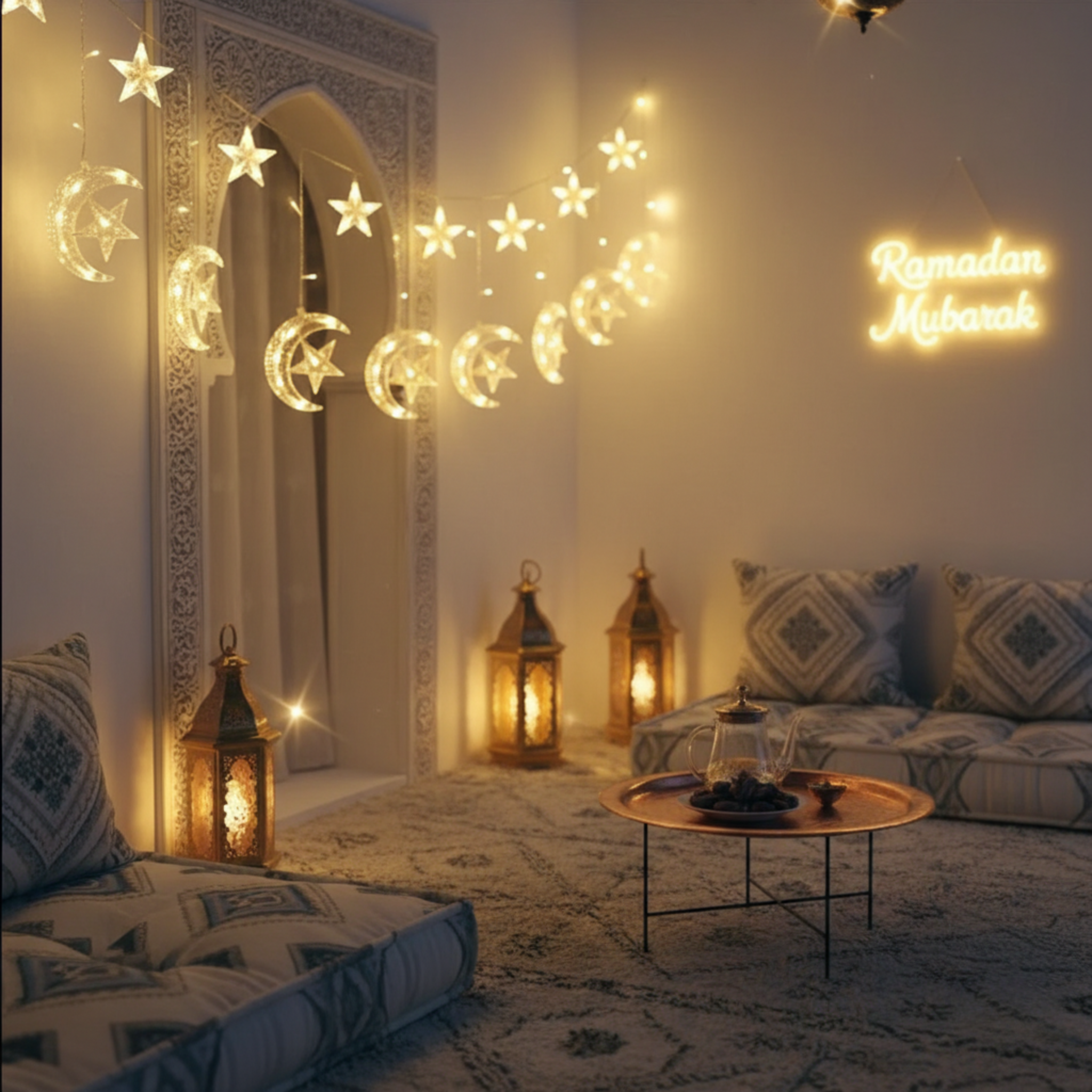 Guirlande LED Tunisie | Étoile et Lune Décorative | Fiolla Home