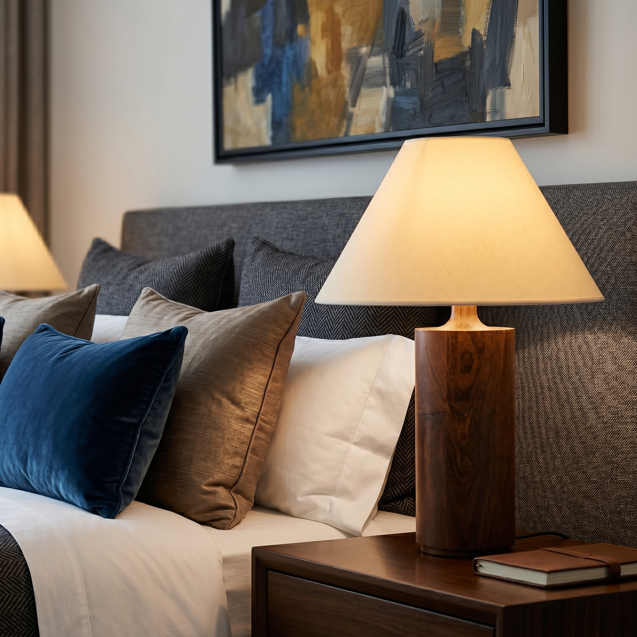 Lampe de Chevet Bois Hêtre & Lin | Fiolla Home Tunisie