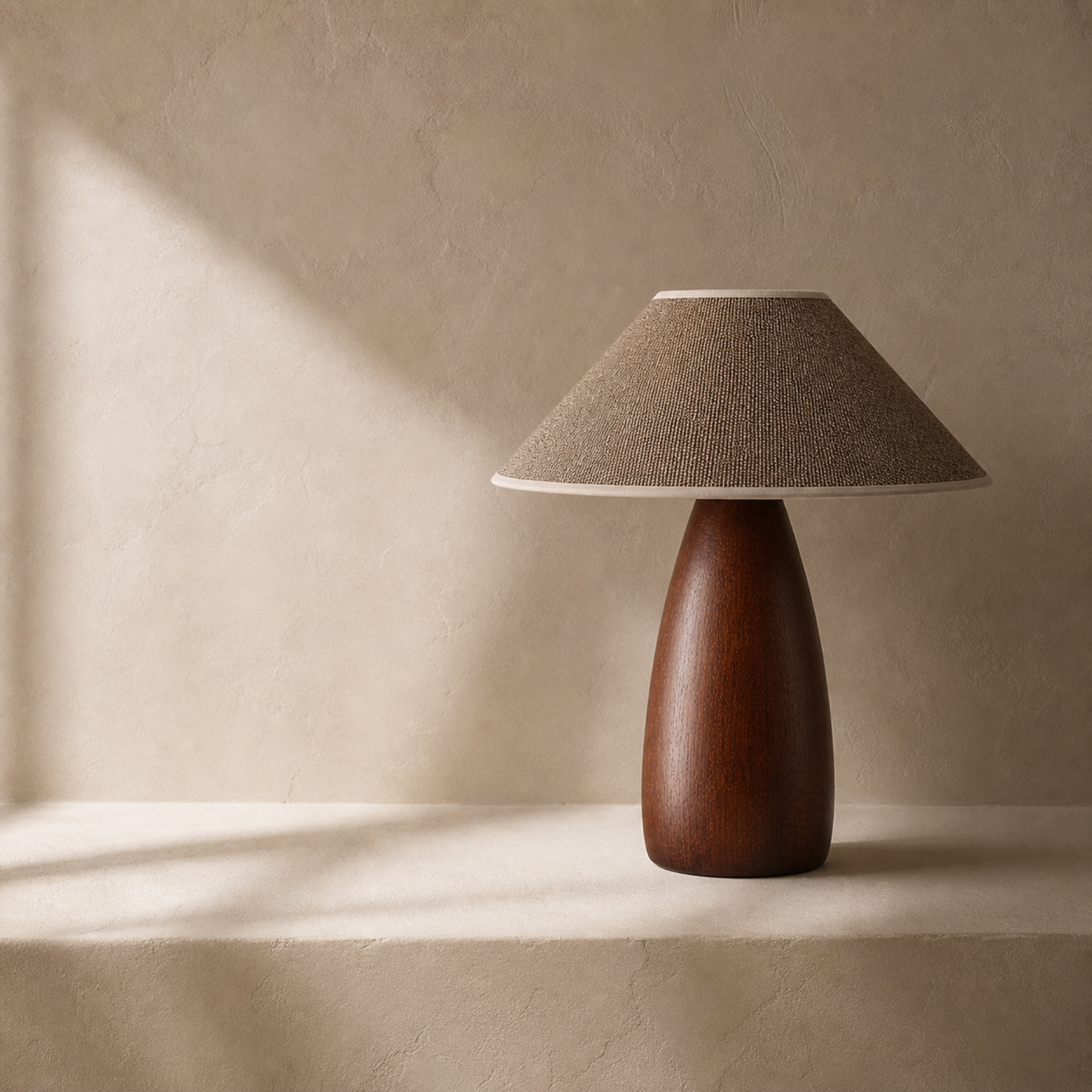 Lampe de Table Acajou Sapele | Abat-Jour Lin | Fiolla Home