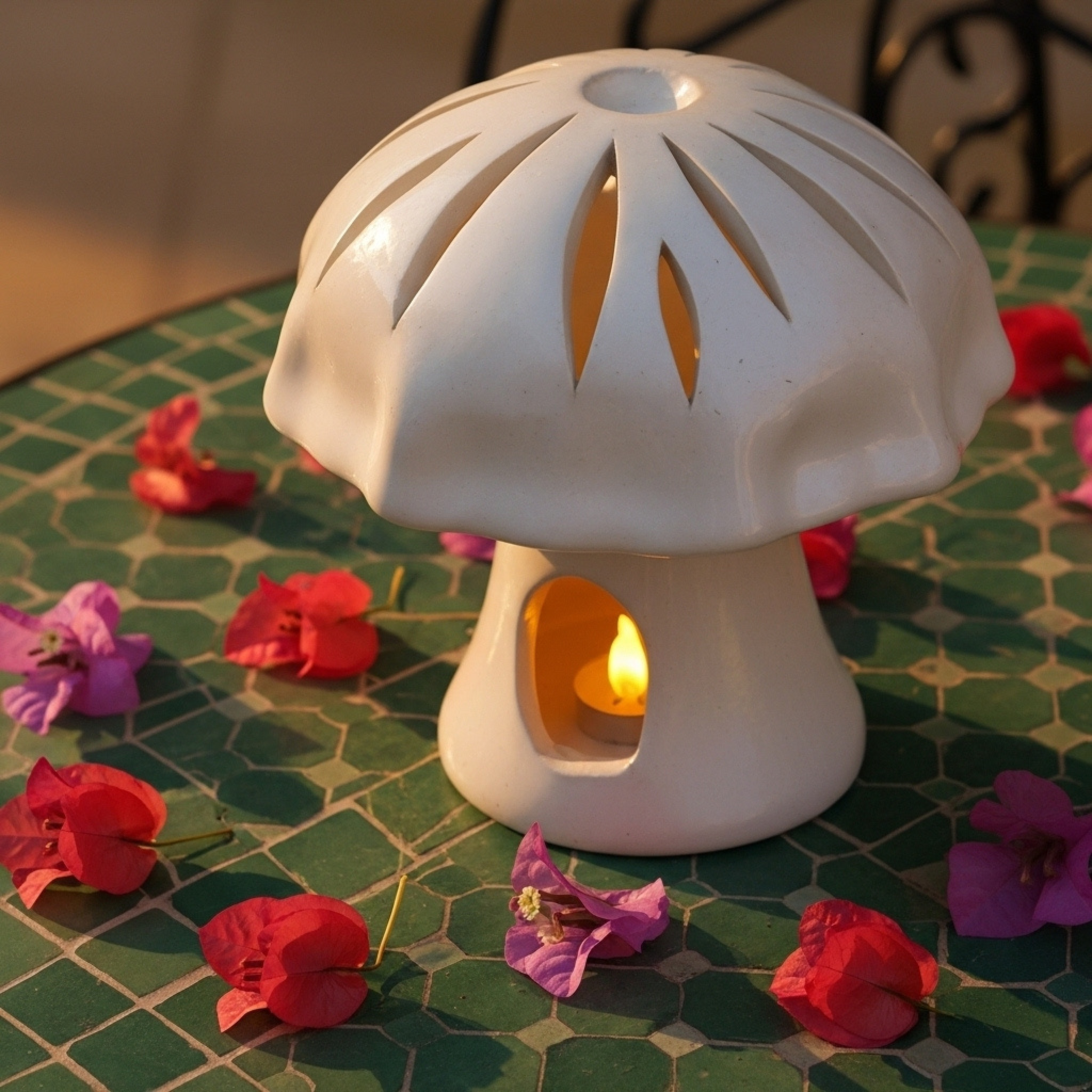 Cache-bougie Champignon en céramique