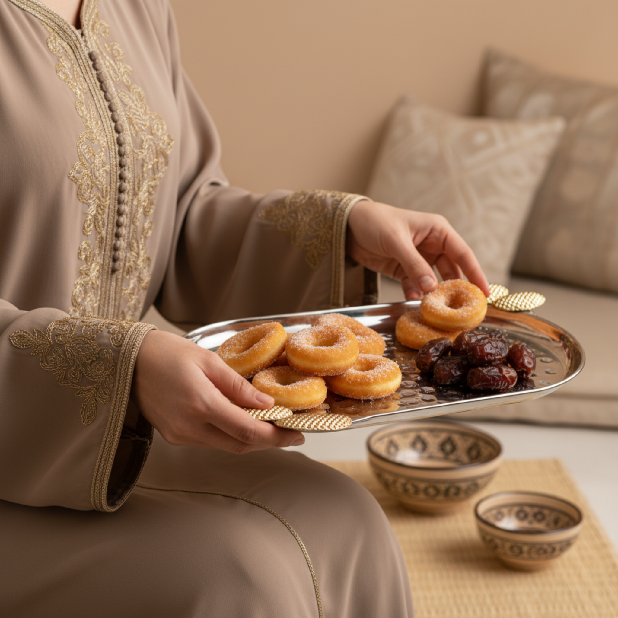 Duo de Plateaux de Service en Cuivre Indien Premium - Argent & Or