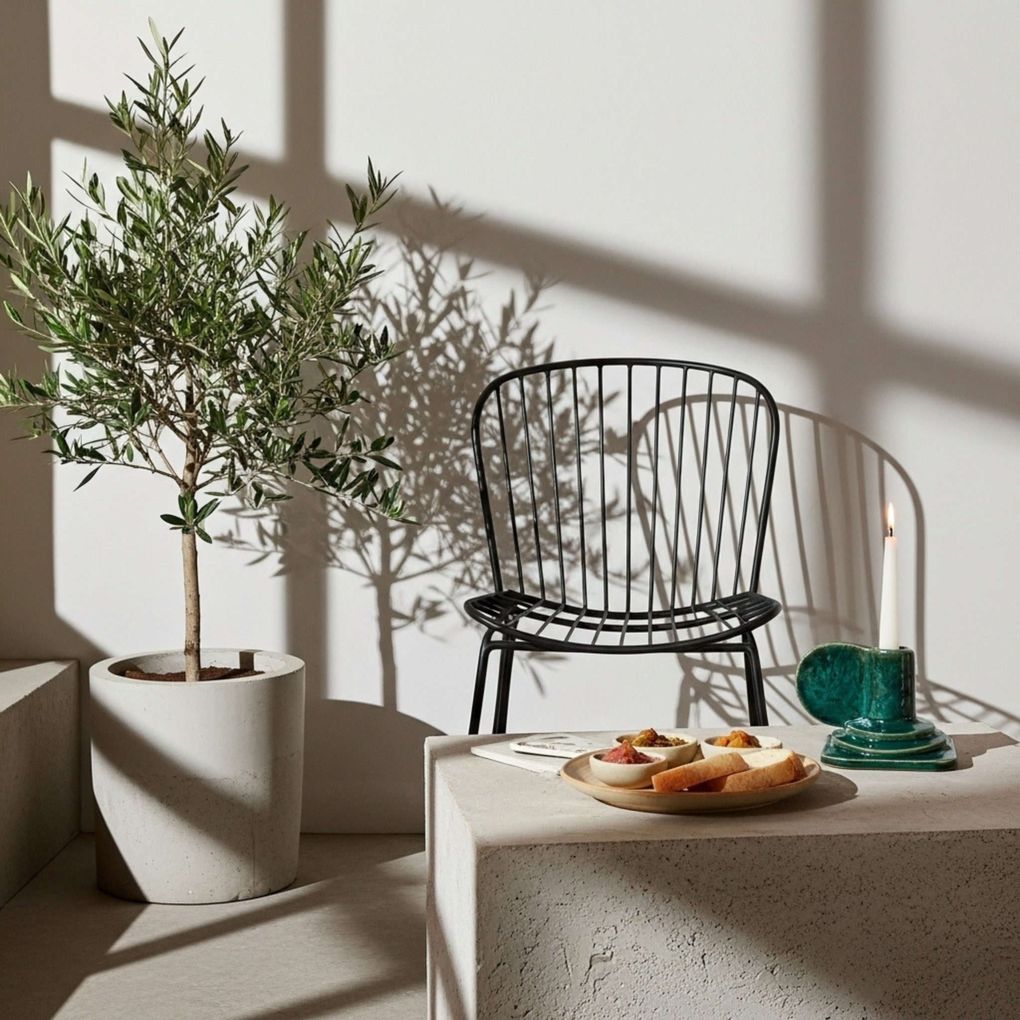 Porte-Bougie à Anse en Céramique – Vert Émaillé