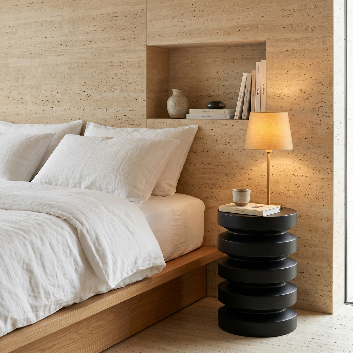 Table d'Appoint Tunisie | Bout de Canapé Noir Design Sculptural | Fiolla Home