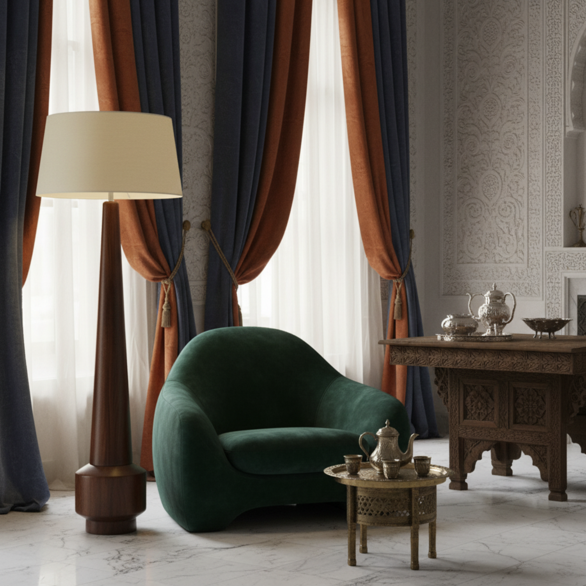 Lampadaire sur Pied en Bois Massif - Design Sculptural & Authentique