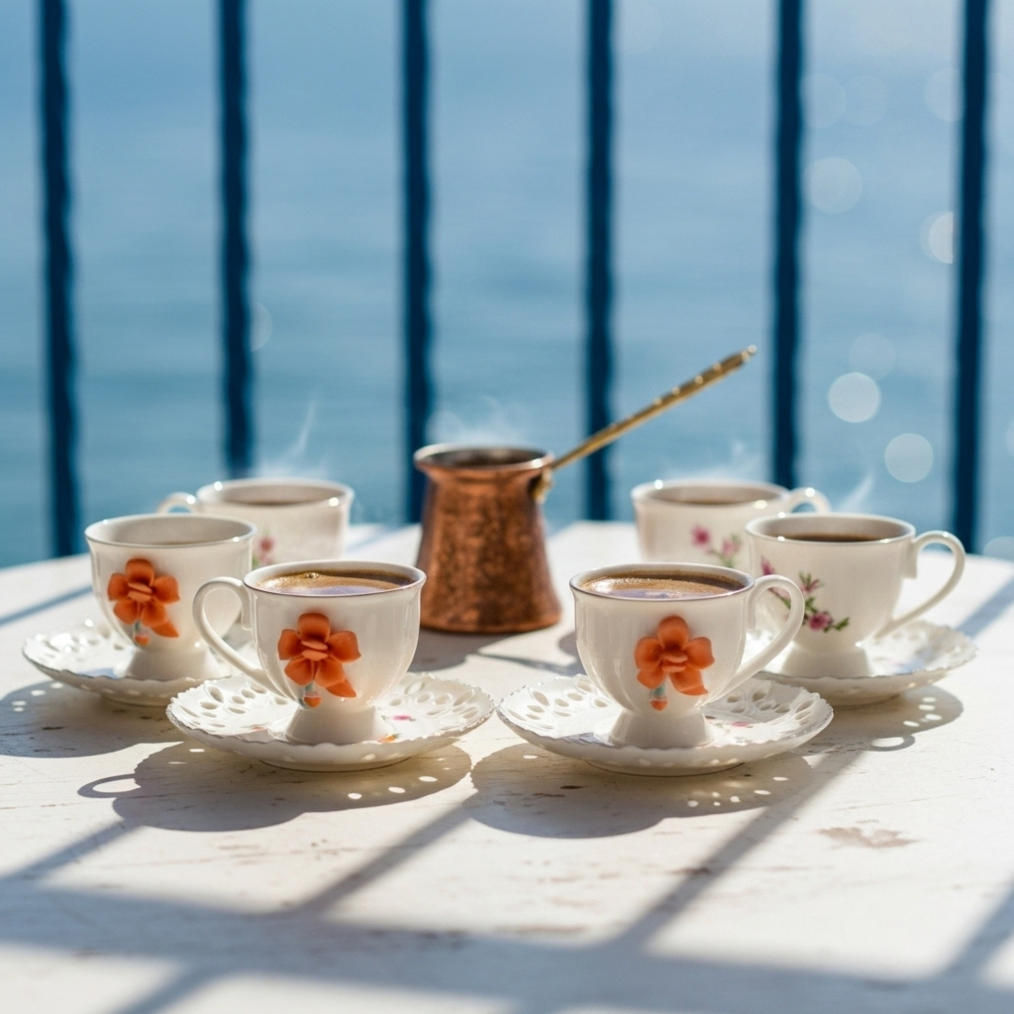 Service Café Noir Porcelaine Fine – 6 Tasses + 6 Soucoupes