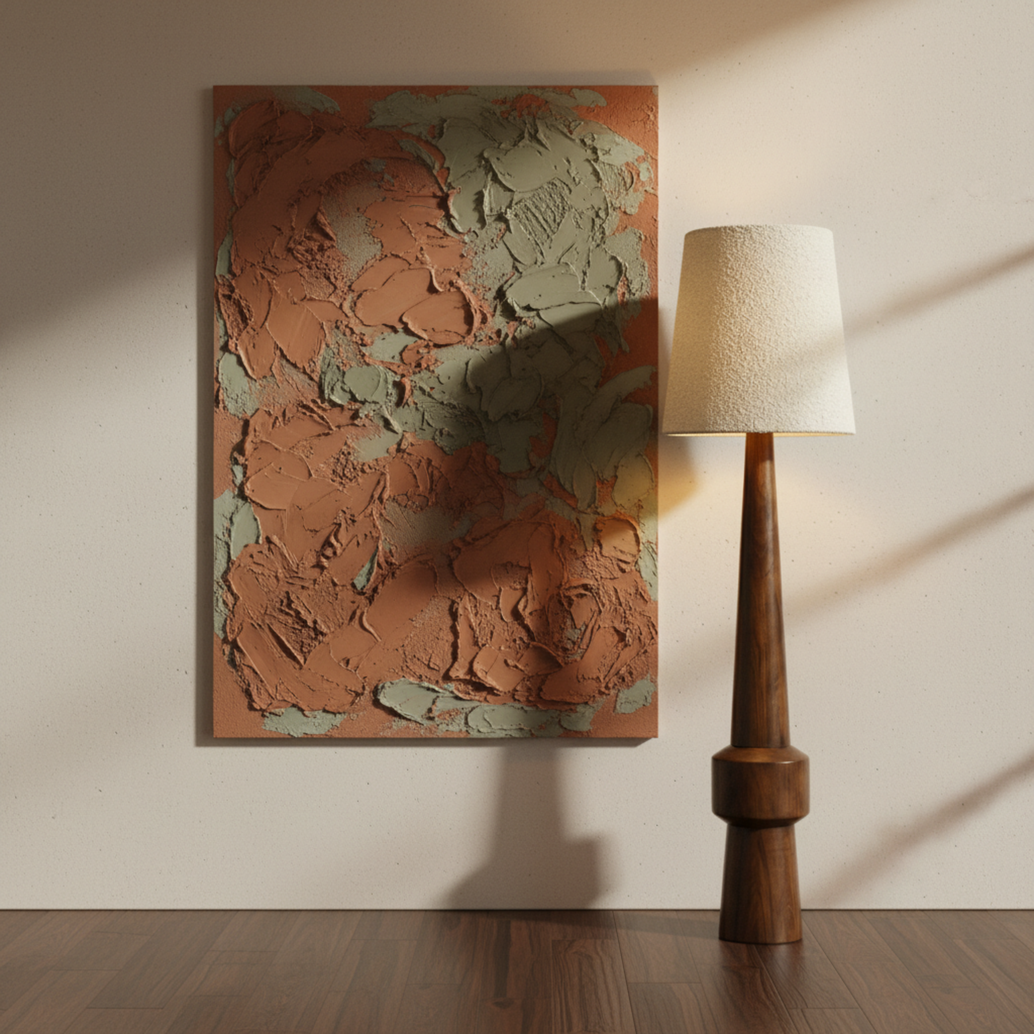 Lampadaire ATLAS Bois Rouge et Abat-Jour Bouclette | Tunisie