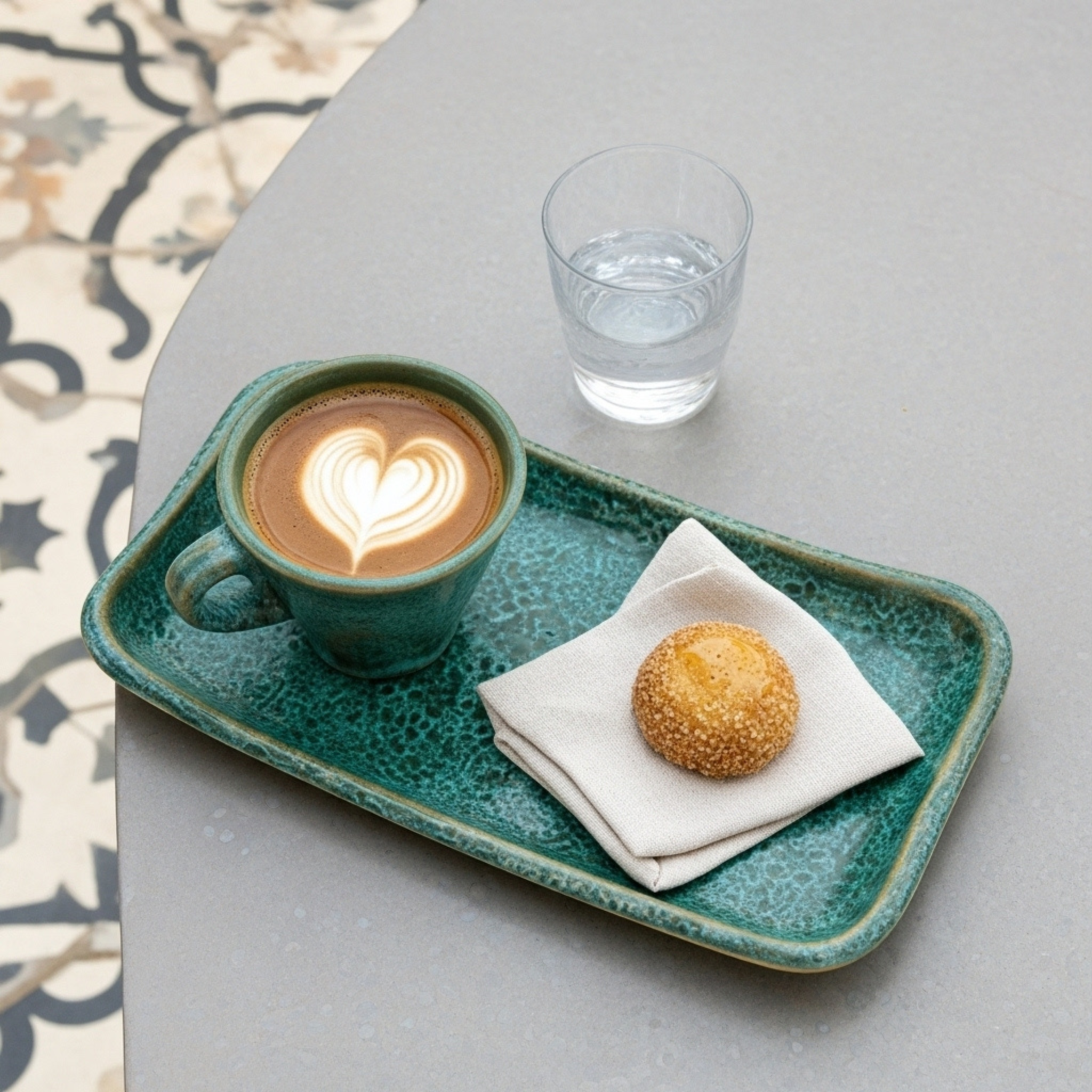 Tasse Espresso + Plateau Turquoise – Céramique Artisanale Tunisie