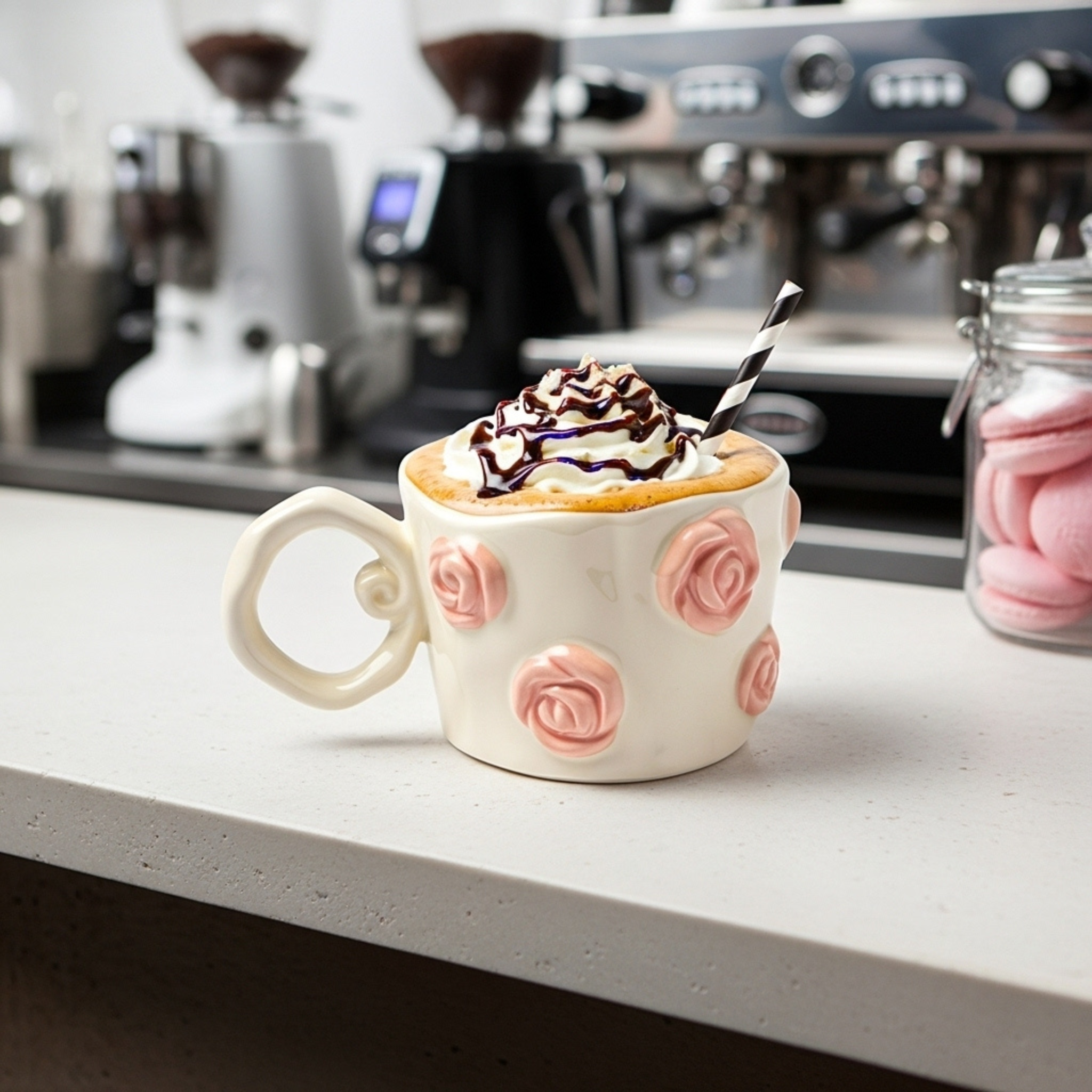 Mug Fleurs Rose en Relief – Style Éditorial | Fiolla Home