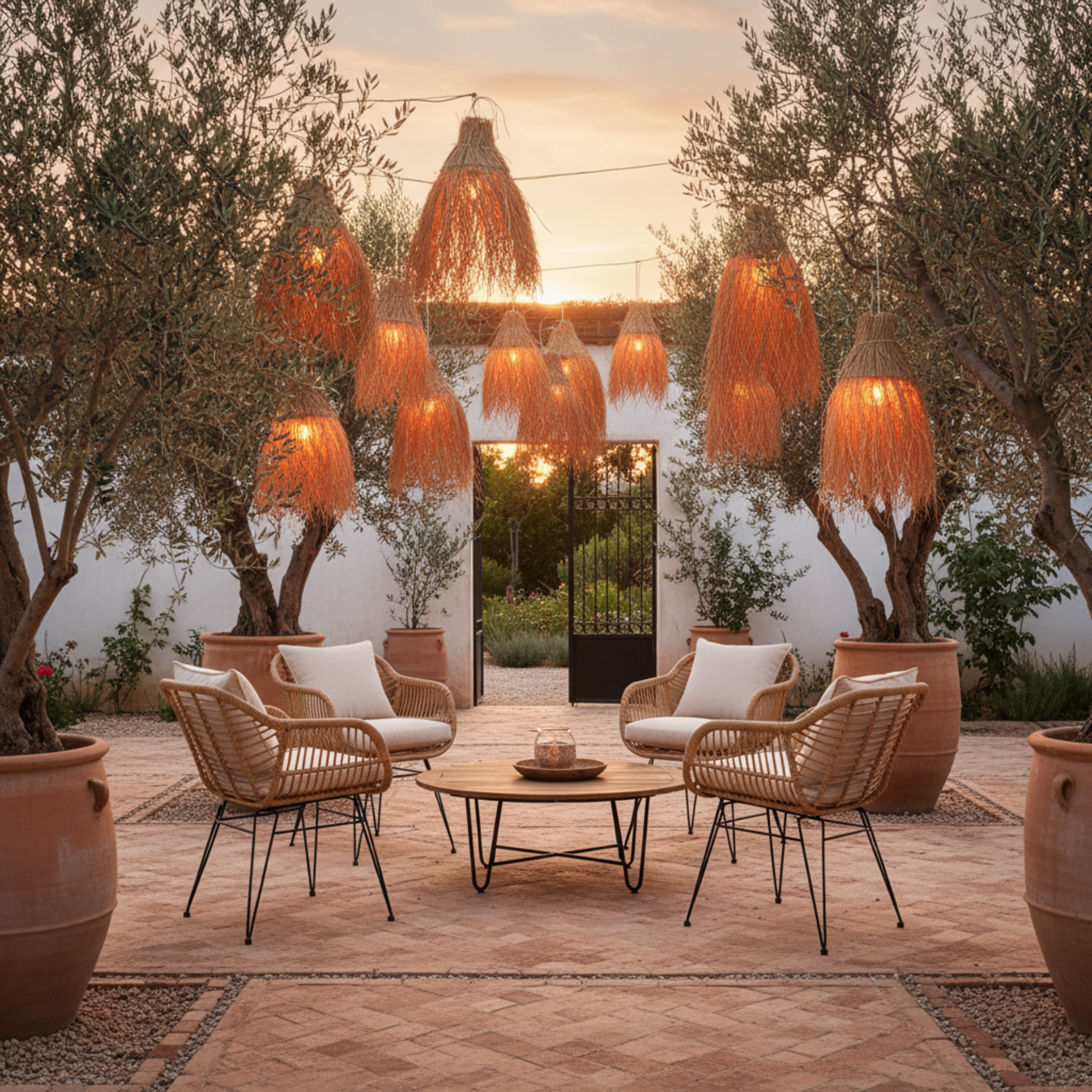 Chaise en Rotin Naturel sur Pieds Métalliques – Élégance Méditerranéenne Tunisie