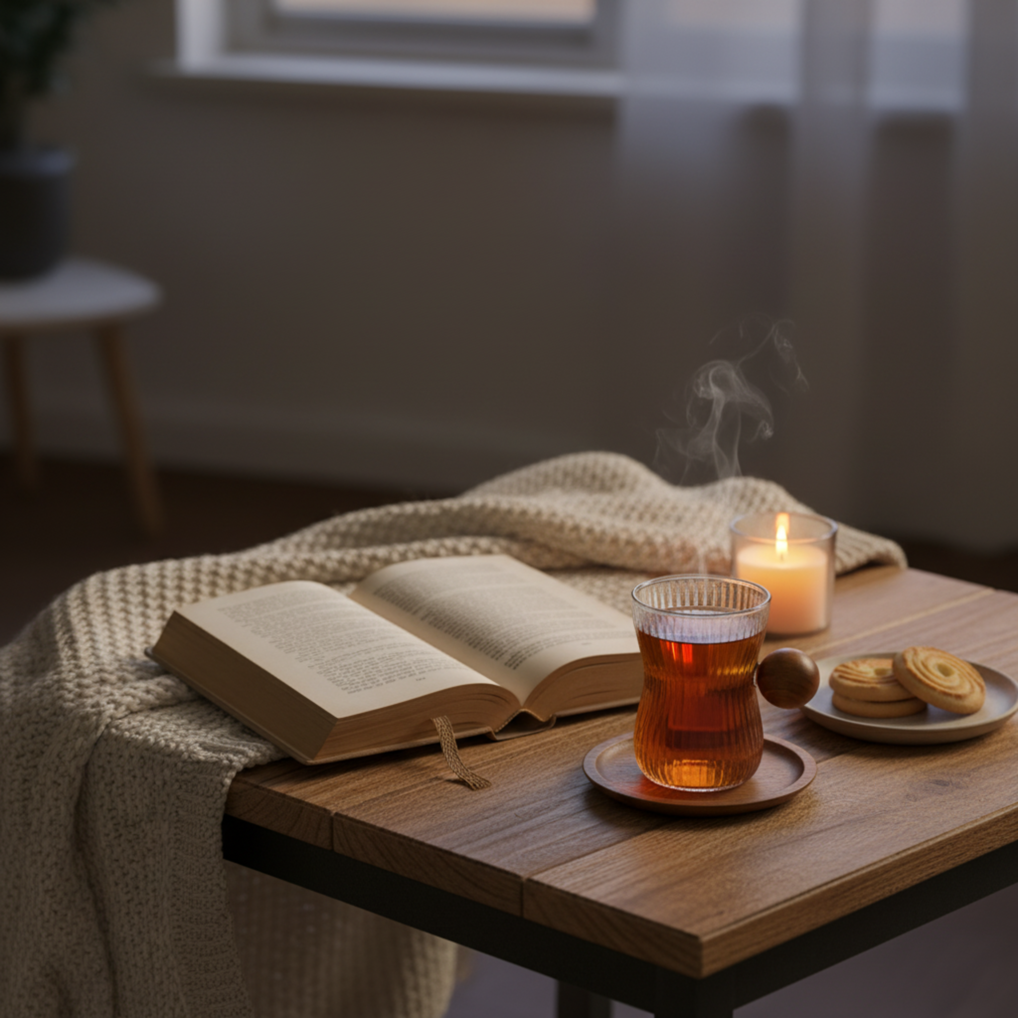 Service à Thé en Verre Côtelé & Manche Boule Bois - Achat Tunisie | Fiolla Home