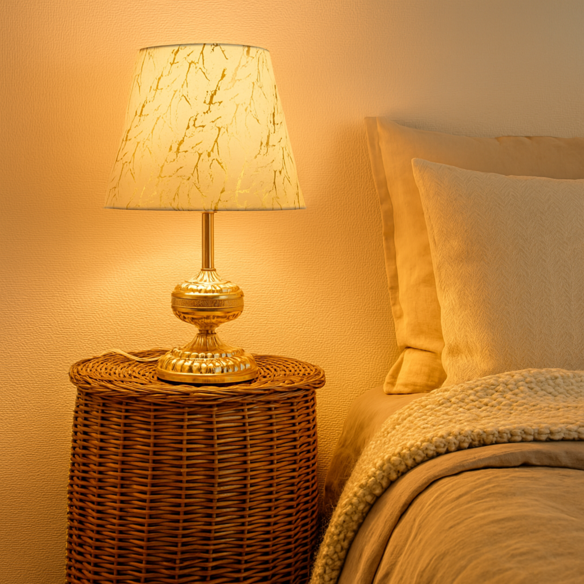 Lampe de Chevet Chic Dorée & Marbre - Luminaire Décoratif Tunisie