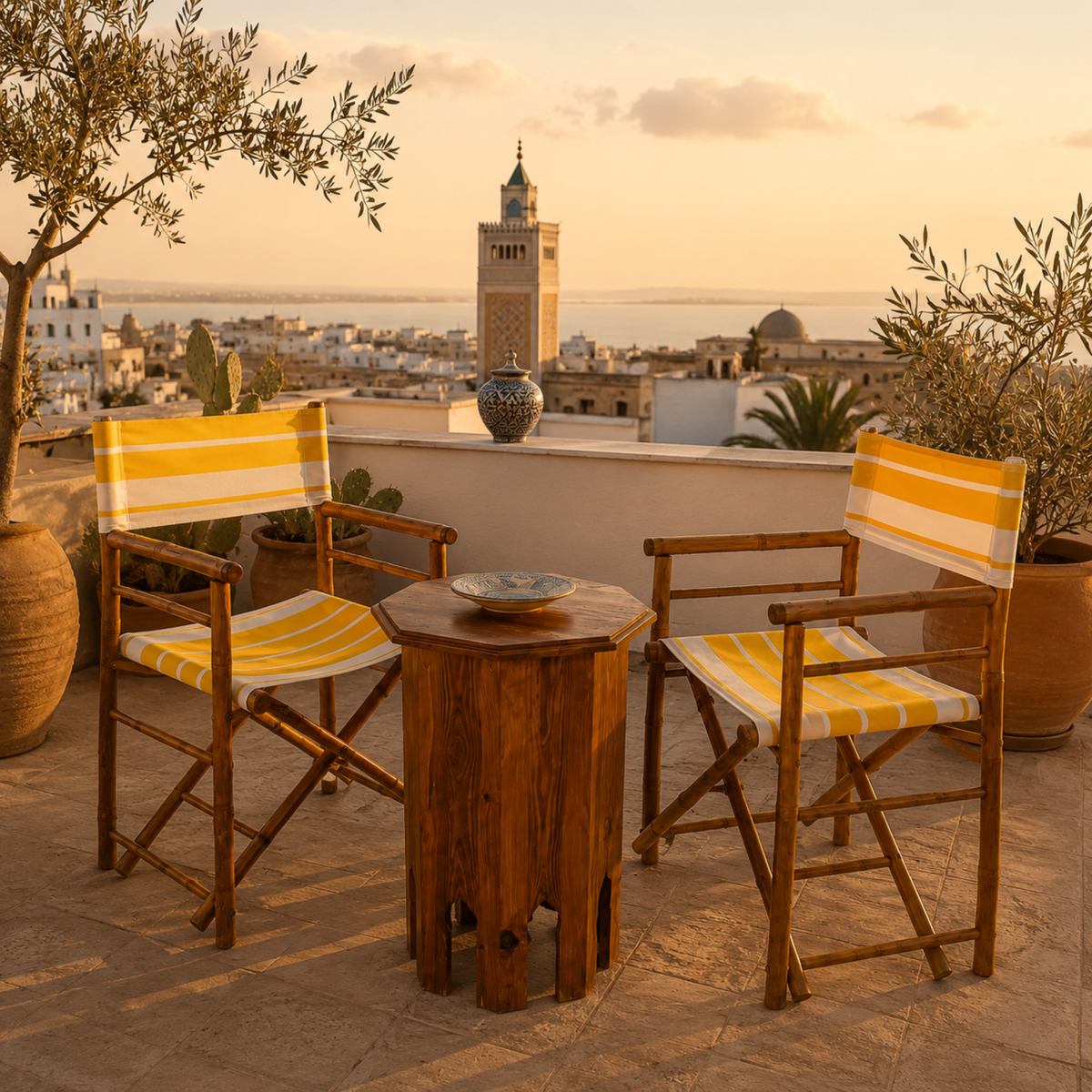 CHAISES ET TABLE BOIS DE PALMIER