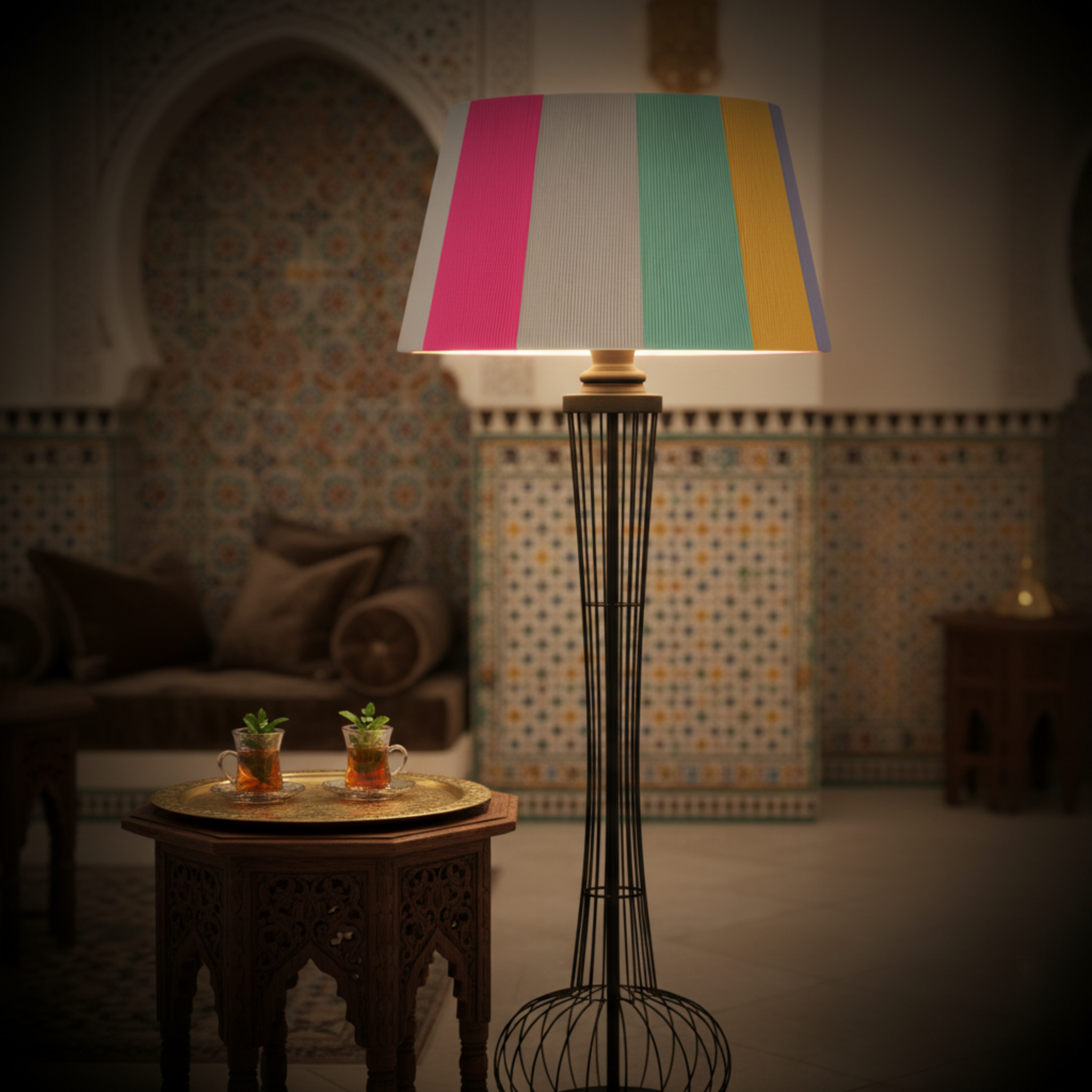 Lampadaire Design Multicolore | Abat-jour Graphique & Métal | Tunisie