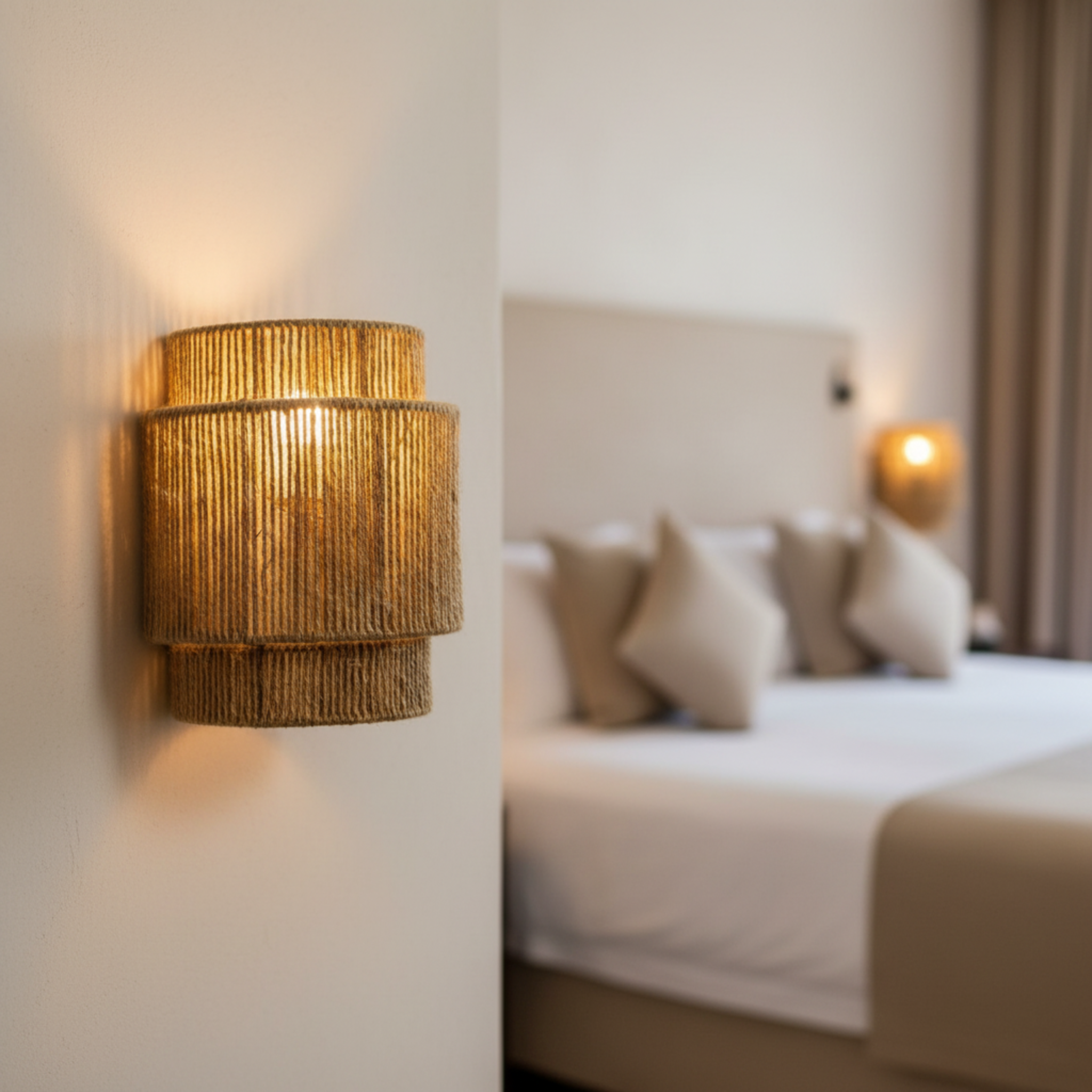 Applique Murale "Kenza" en Jute Tressé – Luminaire Style Boho Naturel