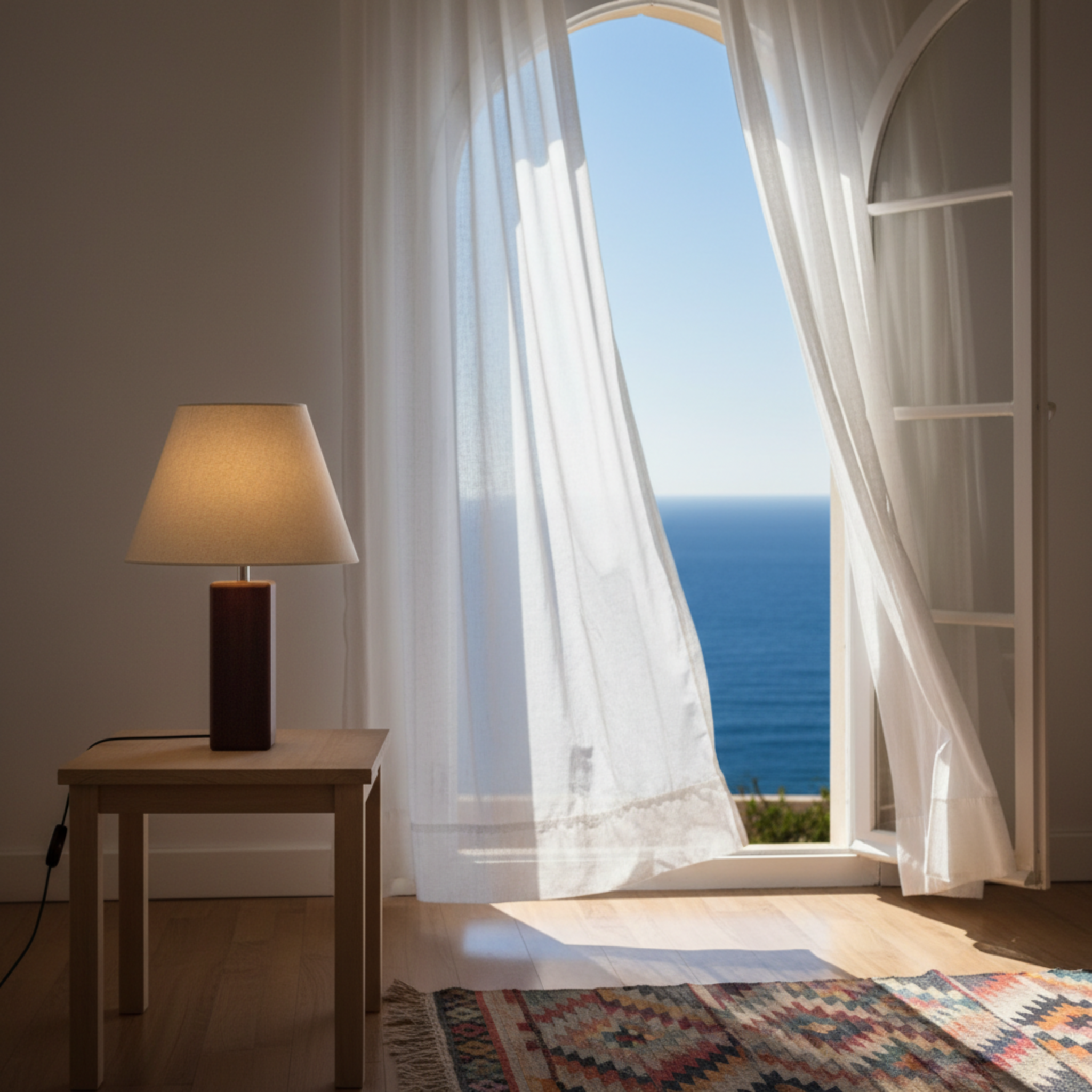 Lampe à Poser Artisanale en Bois & Lin - Design Unique Tunisie