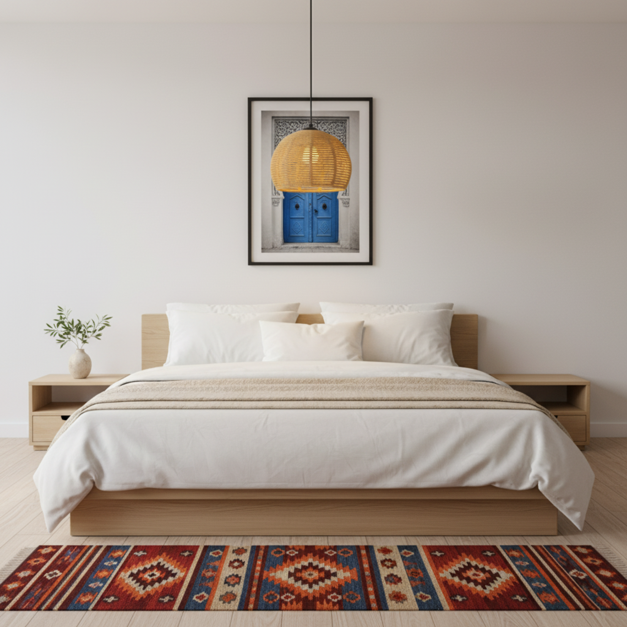 Suspension "Zina" en Jute Tressé – Lustre Style Boho Naturel