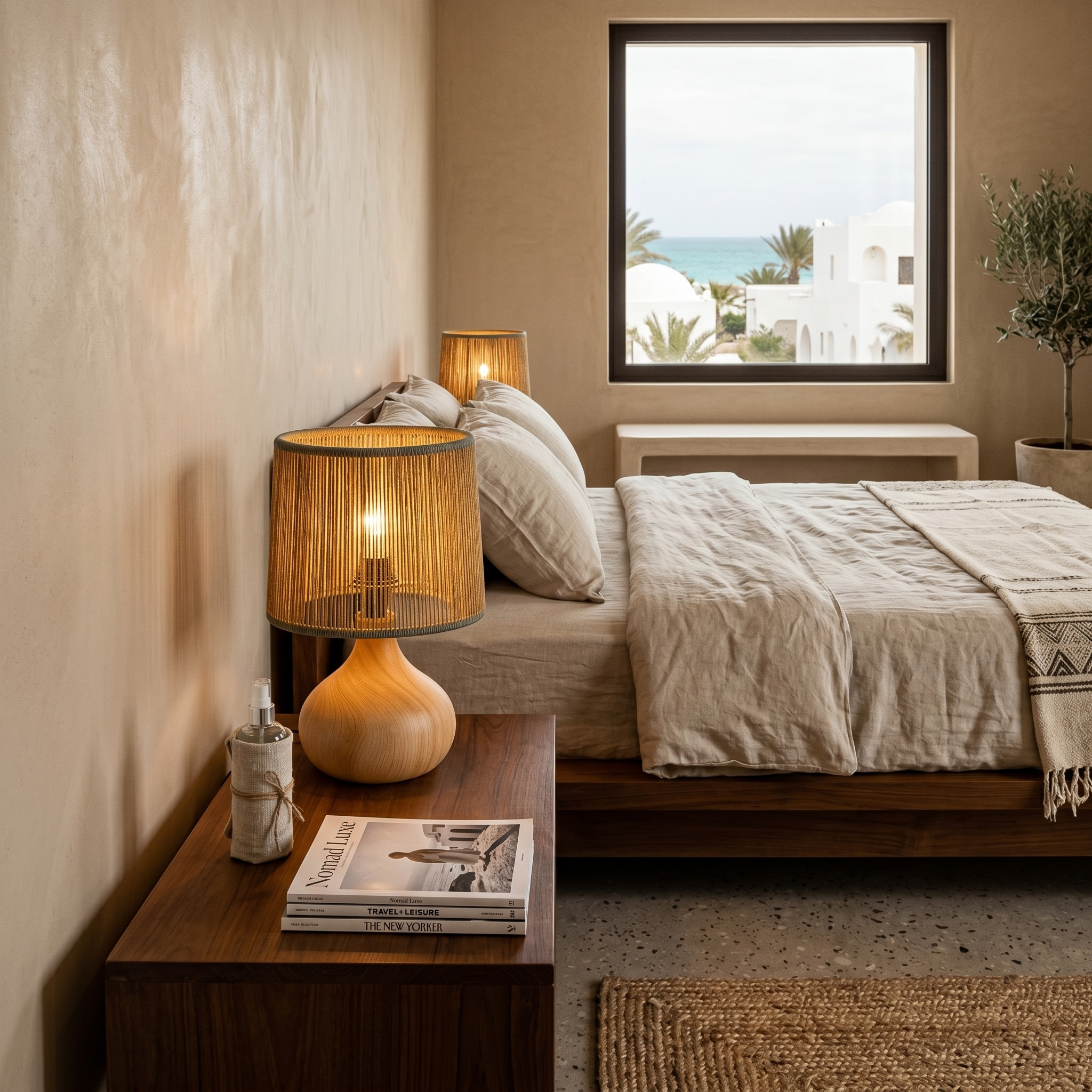 Lampe à Poser Boho | Design Jute & Bois Fait Main | Fiolla Home